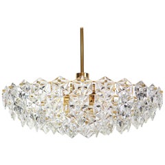 Vintage Stunning Huge Chandelier, Brass and Crystal Glass by Kinkeldey, Germany, 1970s