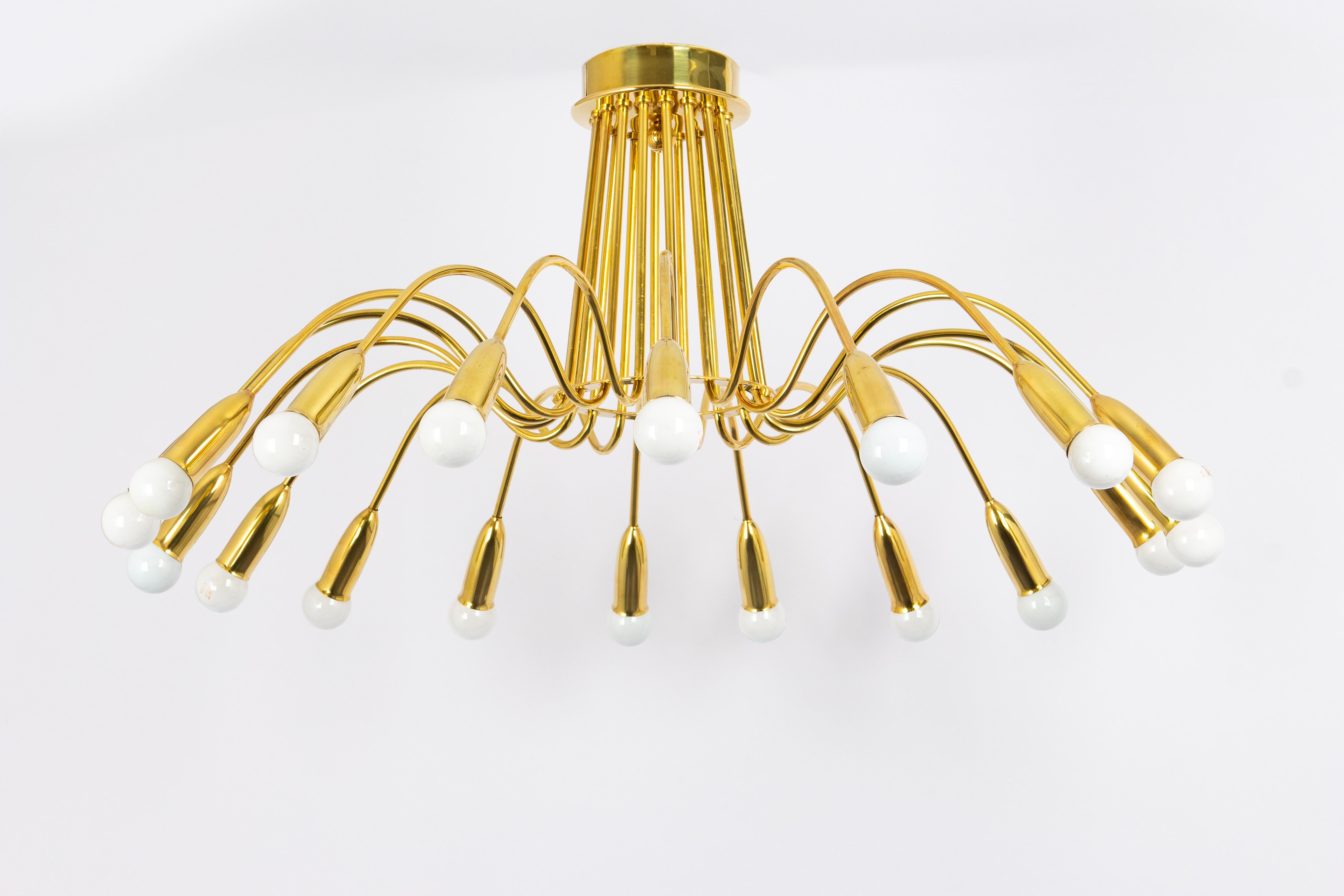 Mid-20th Century Stunning Huge Chandelier, Brass in style of Kaiser, Germany, 1960s For Sale