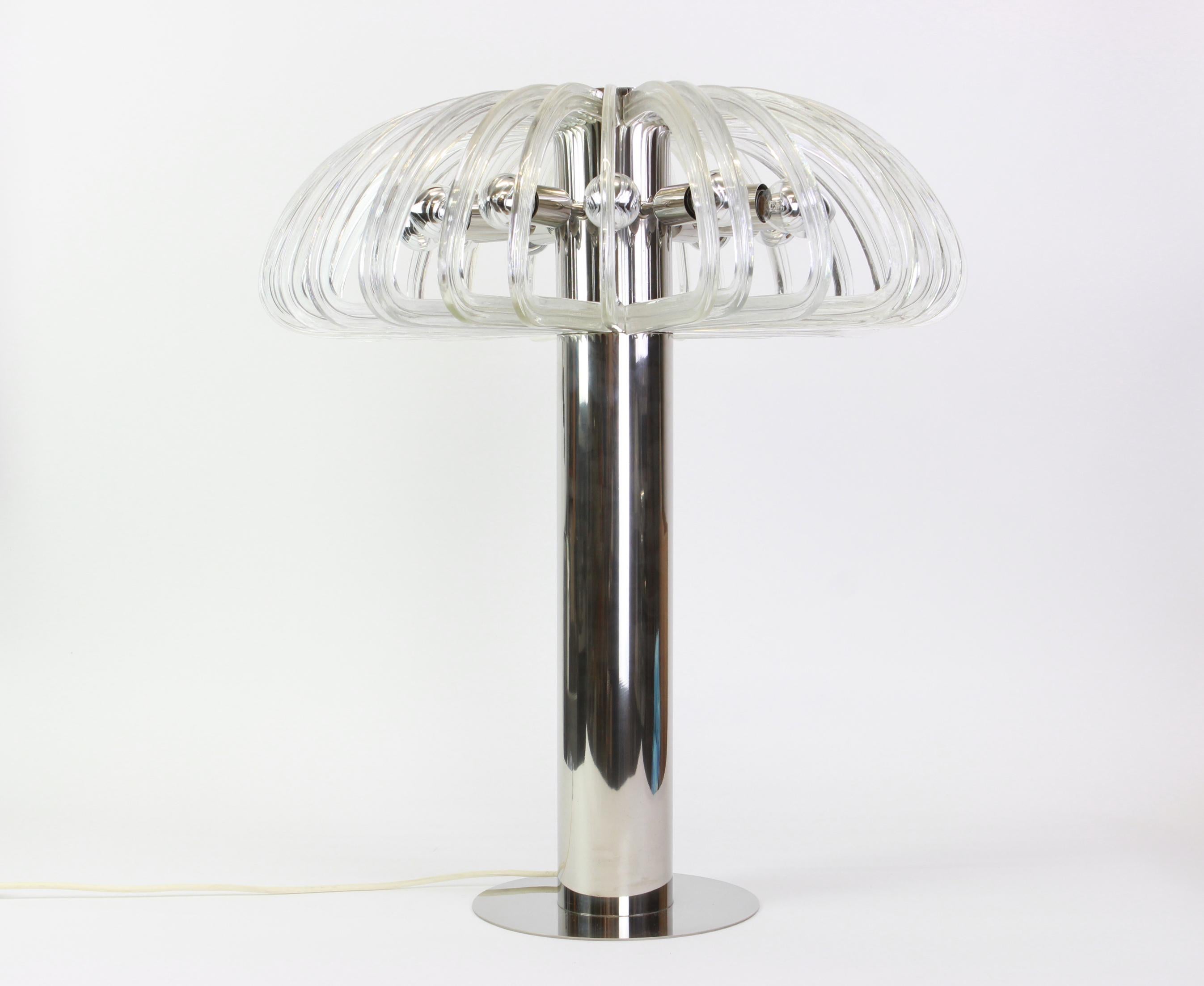 Stunning huge crystal glass table lamp Quazar by Bakalowits in Vienna in the 1960s, wonderful nickel-plated from with original crystal glasses.

Good condition with small signs of age and use, professionally cleaned and ready to use.
The light