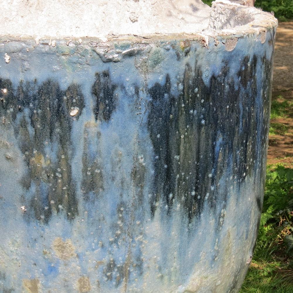Stunning Huge Foundry Crucible Garden Planter Water Feature Blue 4