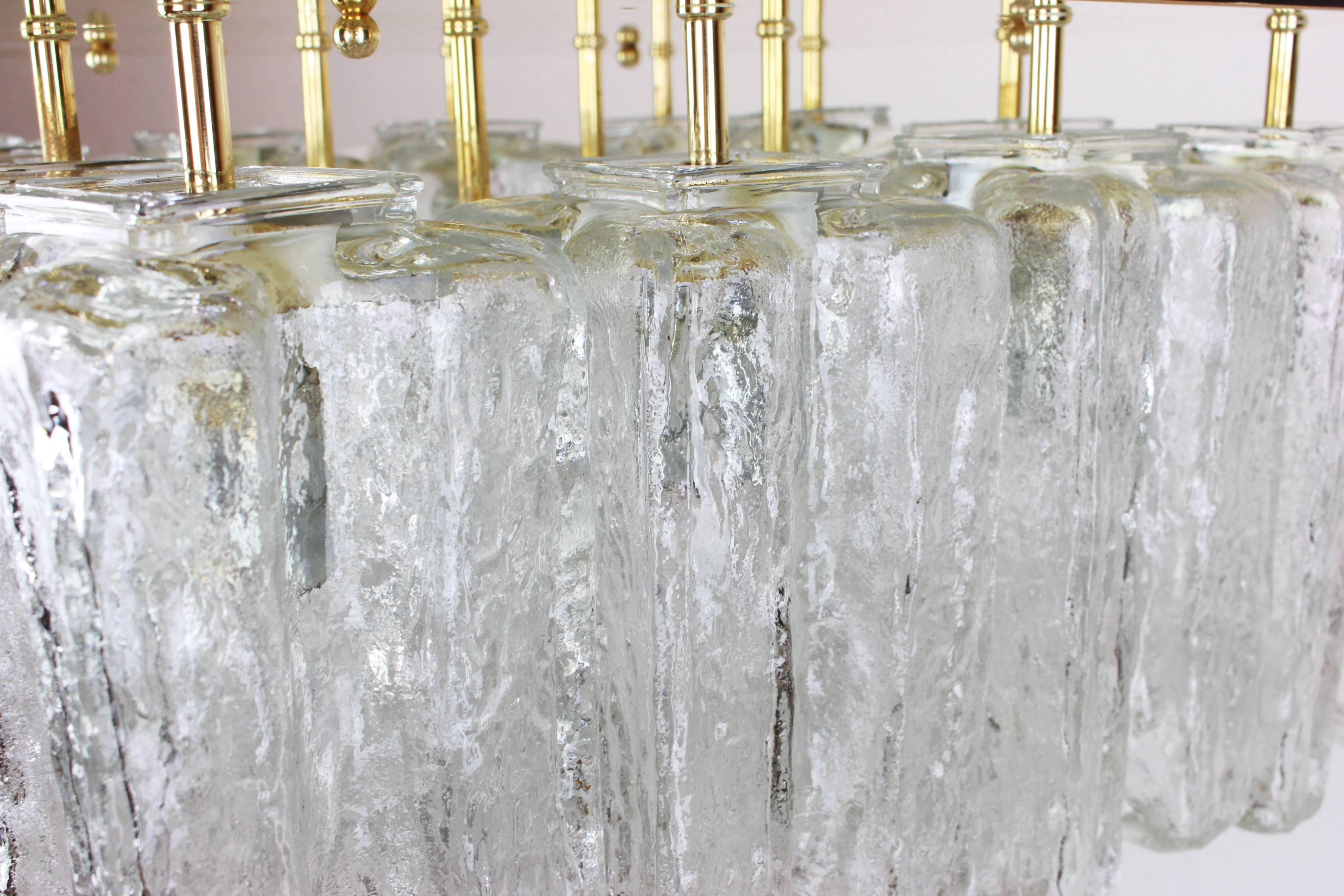 German Stunning Huge Kalmar Ice Glass Flush Mount 