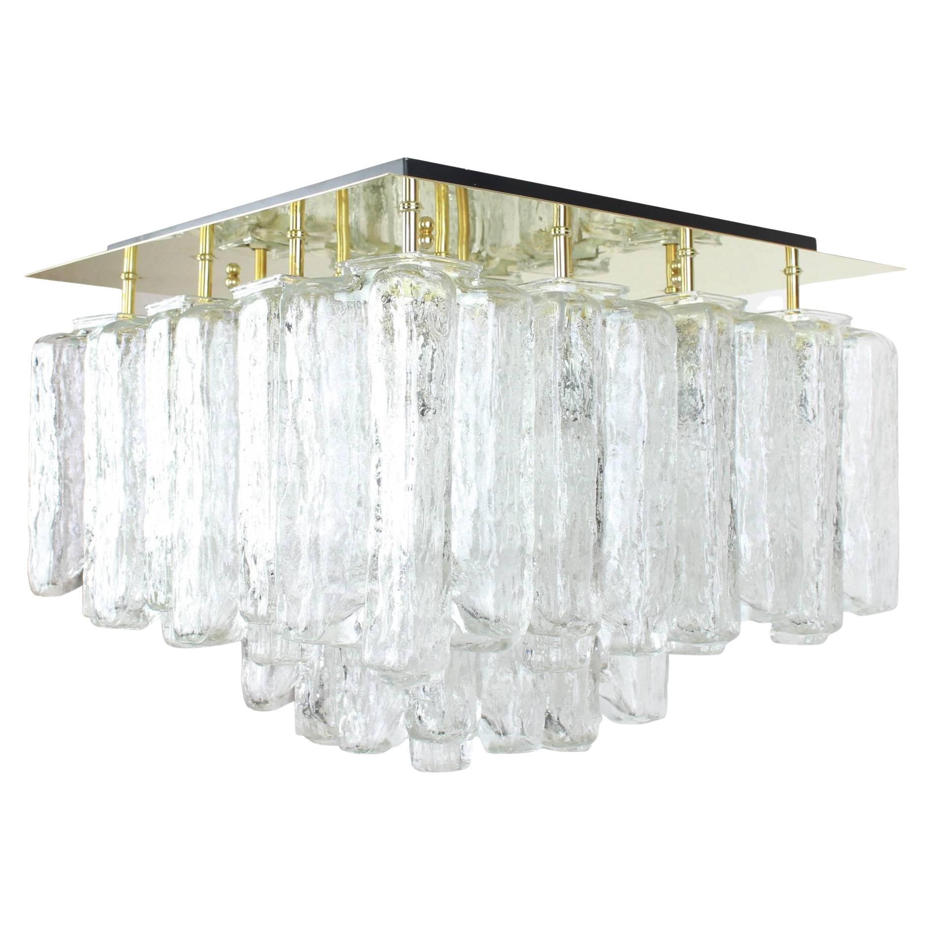 Stunning Huge Kalmar Ice Glass Flush Mount 