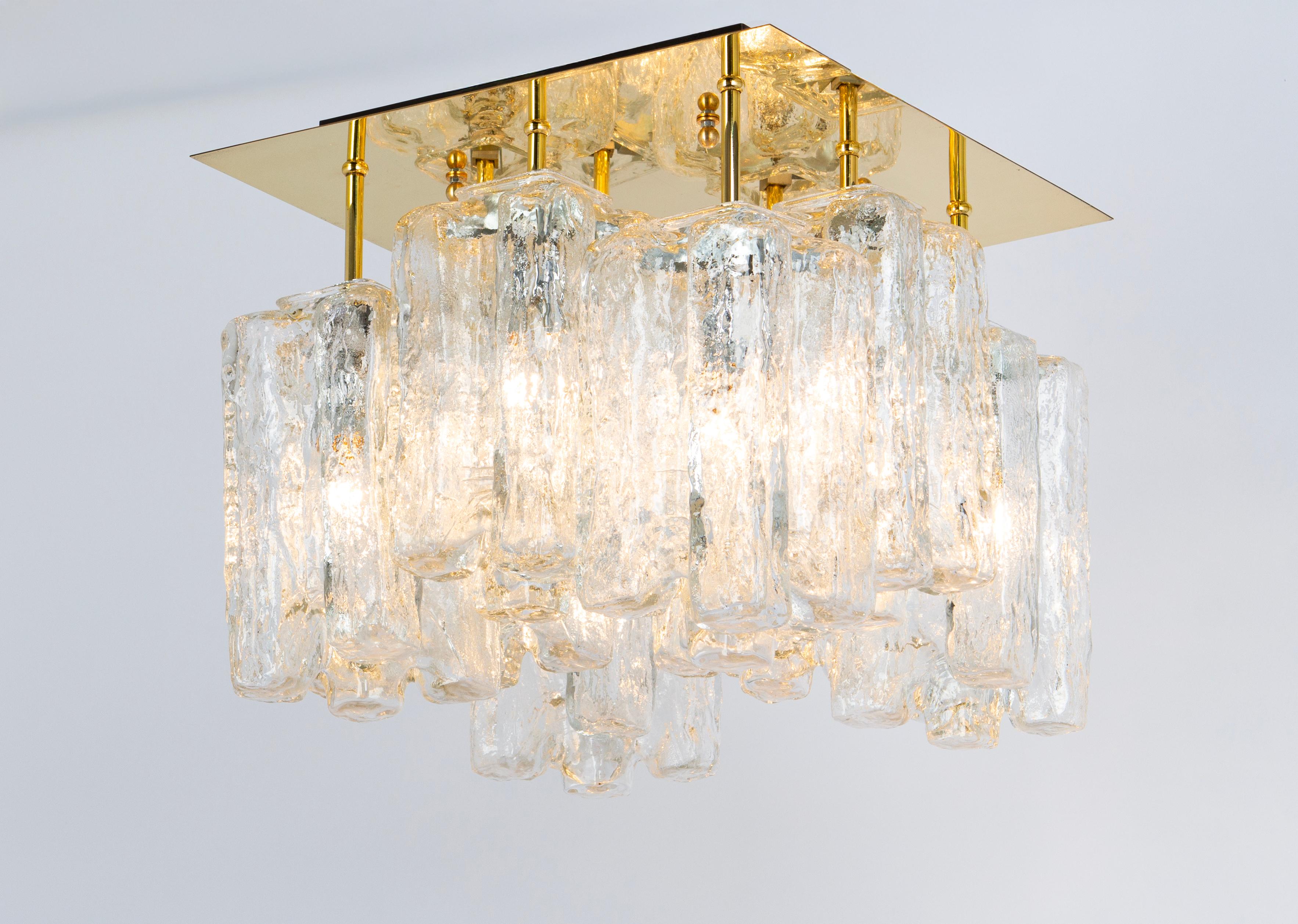 Stunning Huge Kalmar Ice Glass Flush Mount 