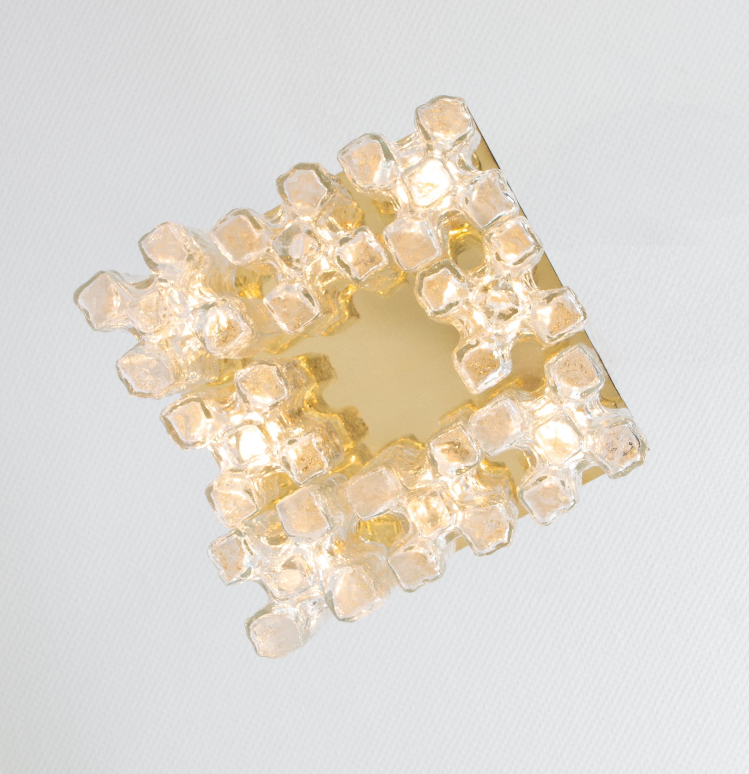 Stunning Huge Kalmar Ice Glass Flush Mount 