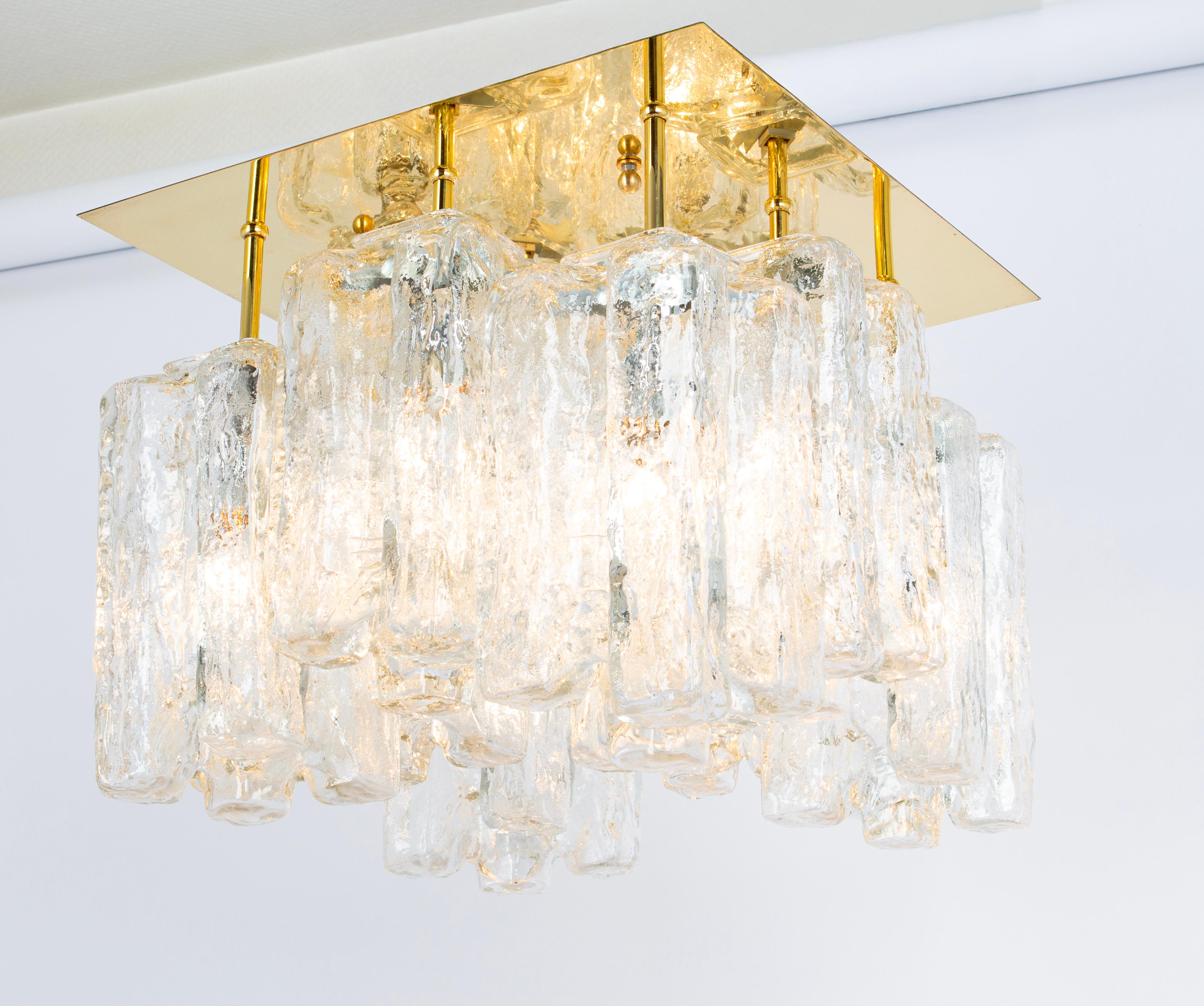 Stunning Huge Kalmar Ice Glass Flush Mount 