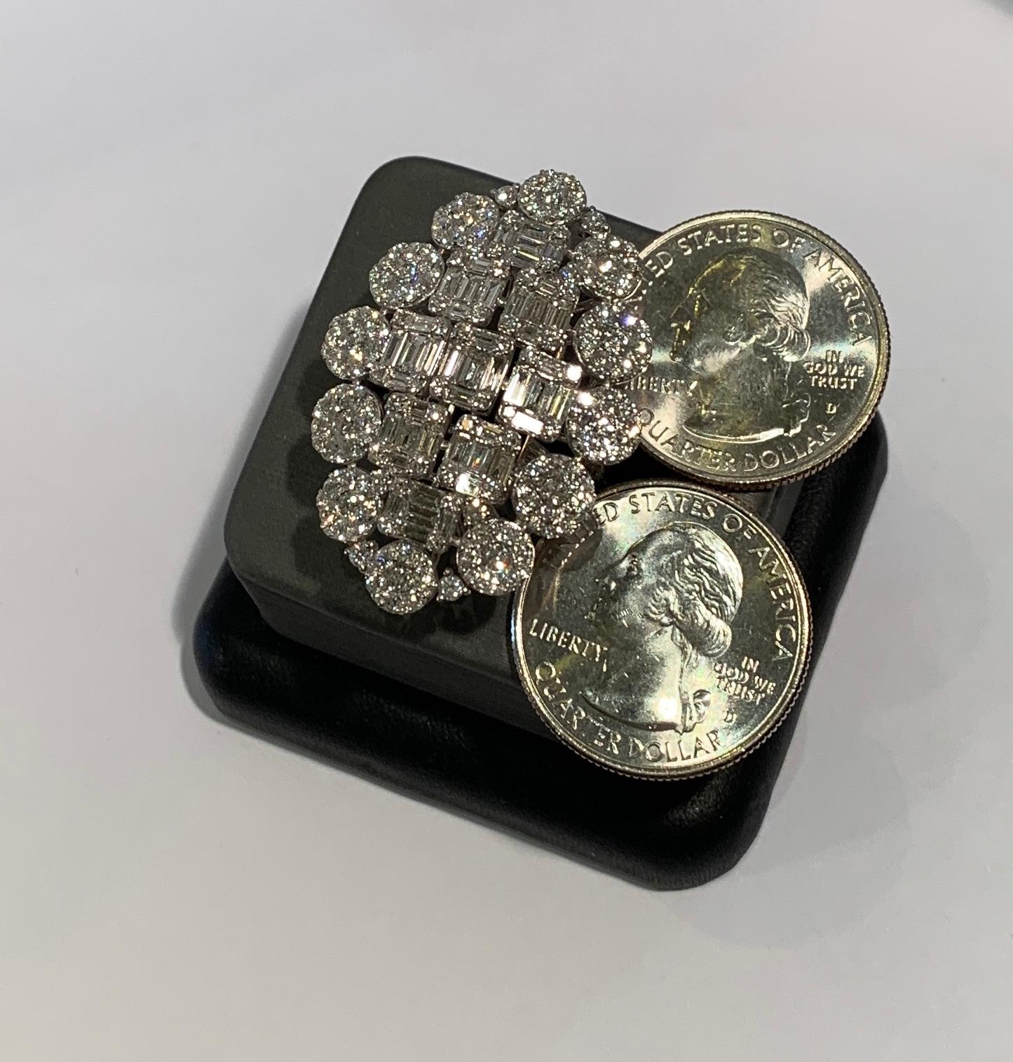 Huge Quality 8 Carat Modern Art Deco Design Diamond Cocktail Ring 18 Karat Gold 13
