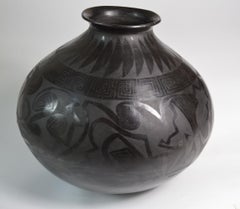 Stunning Huge Vintage Mata Ortiz Blackware Vase Gloria Hernadez Interior Design