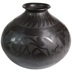 Stunning Huge Vintage Mata Ortiz Blackware Vase Gloria Hernadez Interior Design