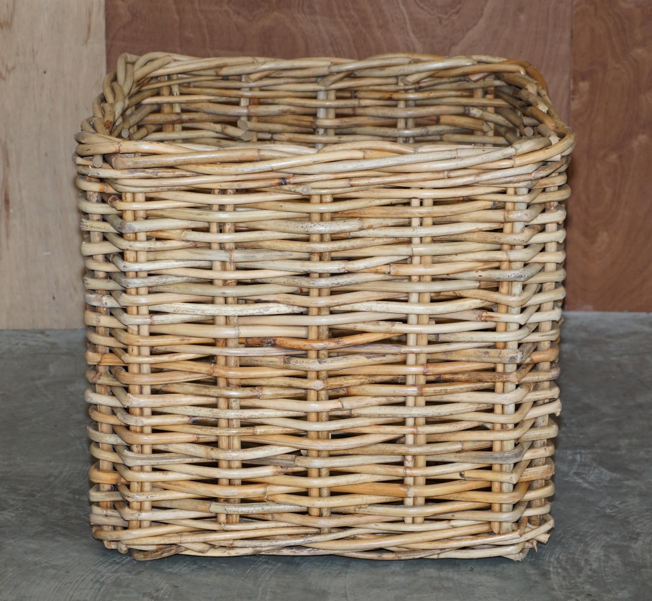 We are delighted to offer this very large vintage factory used fabric roll basket ideally suited as a log bin or laundry basket 

A very large example and factory used, this was made for holding large rolls of fabric in an upholstery firm, I’m not
