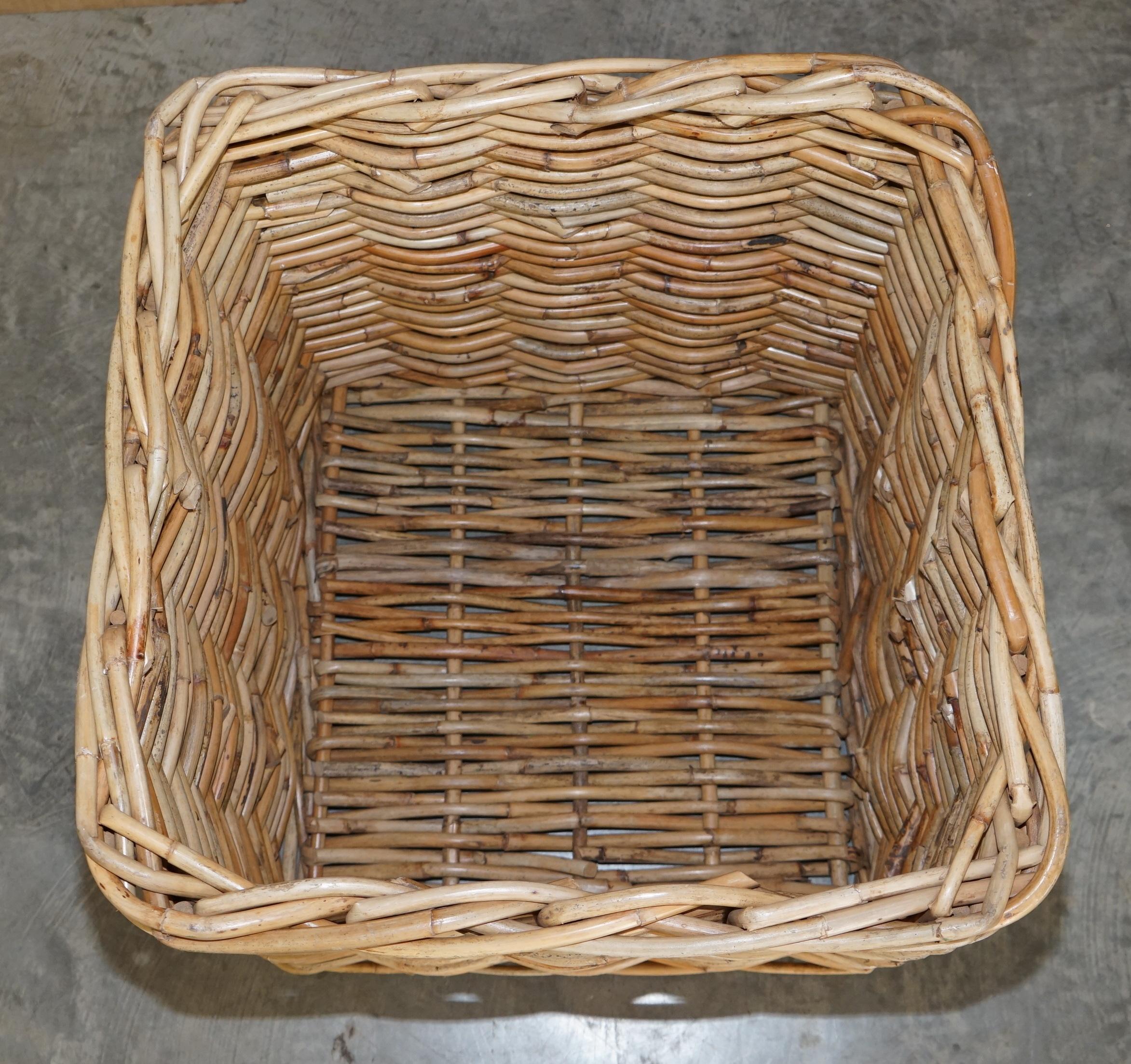 Country Stunning Huge Vintage Wicker Rattan Log or Linen Laundry Basket for Fabric Rolls
