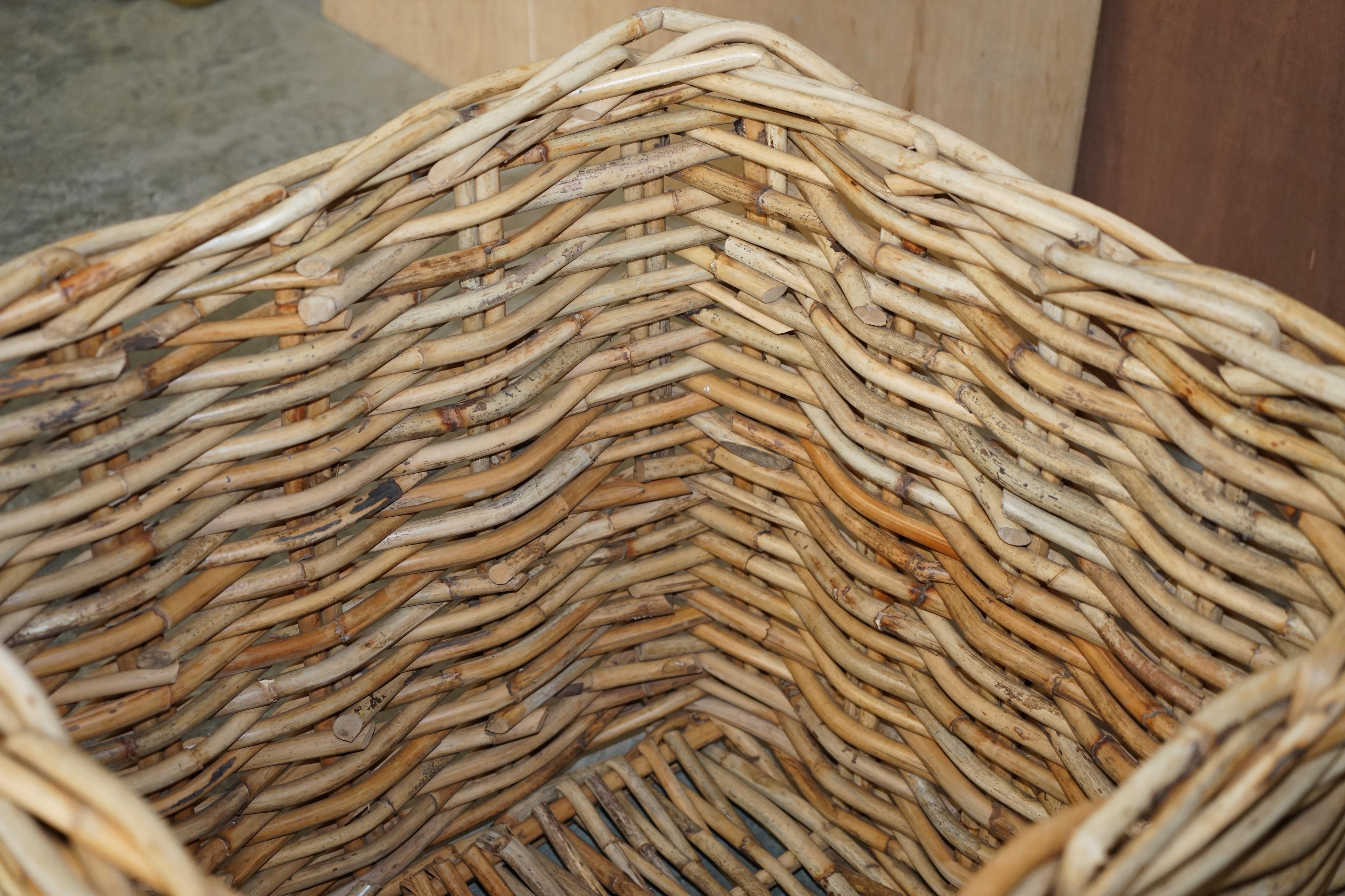 Hand-Crafted Stunning Huge Vintage Wicker Rattan Log or Linen Laundry Basket for Fabric Rolls