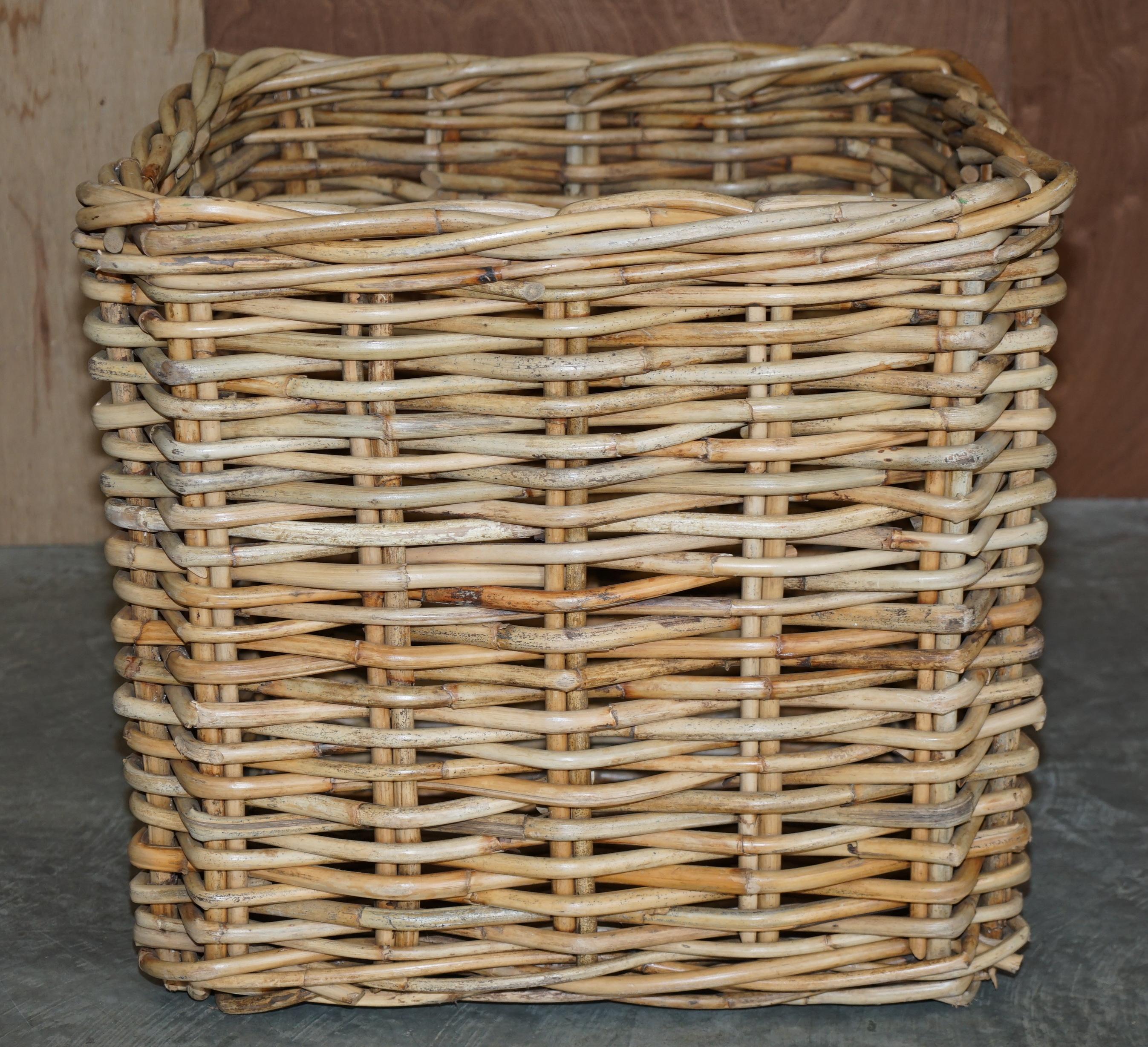 20th Century Stunning Huge Vintage Wicker Rattan Log or Linen Laundry Basket for Fabric Rolls