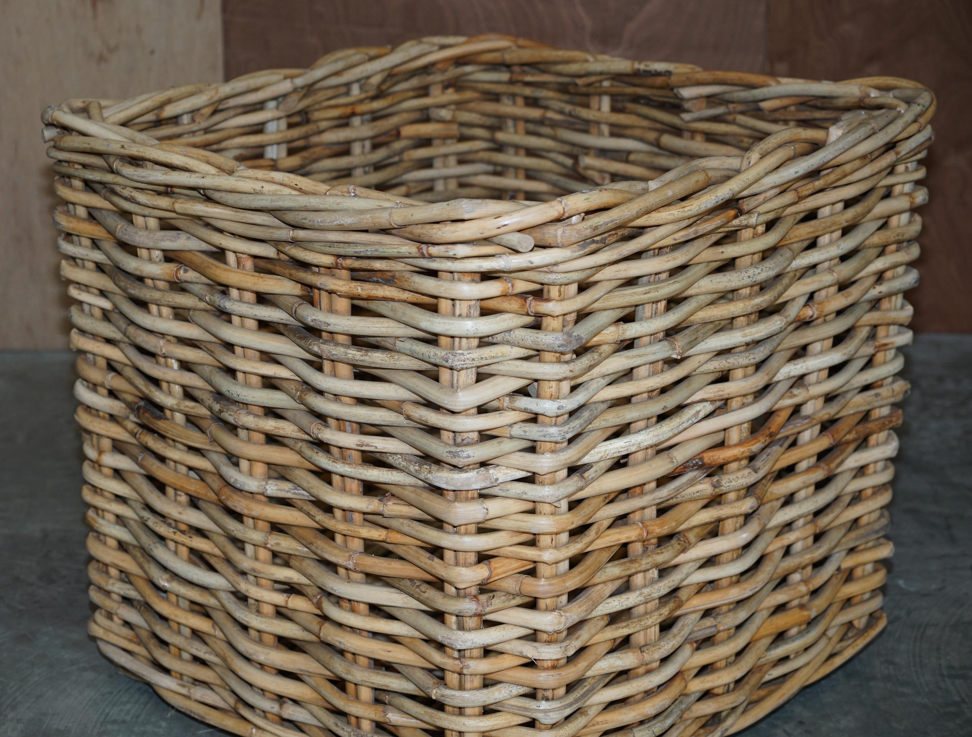 Stunning Huge Vintage Wicker Rattan Log or Linen Laundry Basket for Fabric Rolls 1
