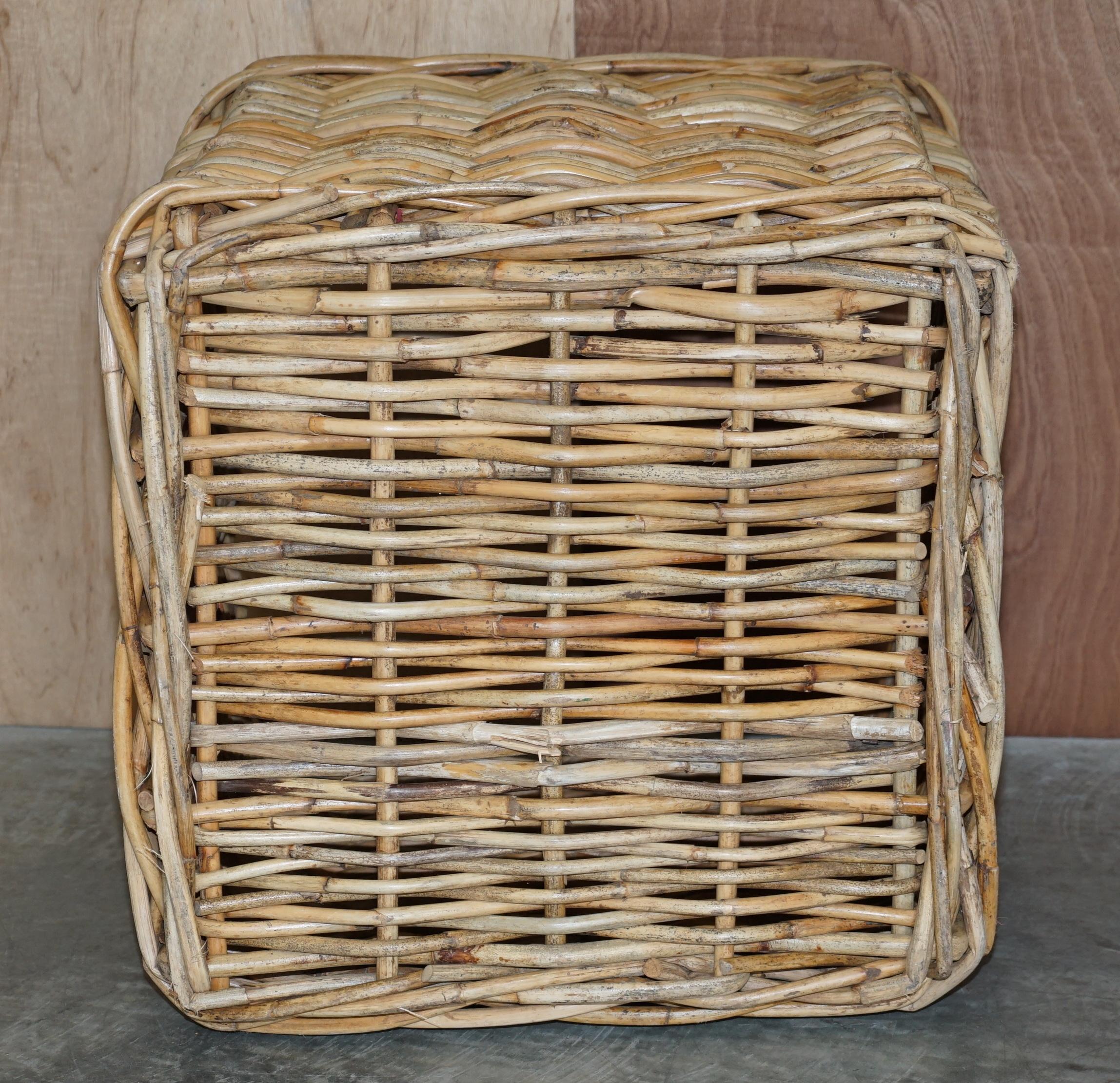 Stunning Huge Vintage Wicker Rattan Log or Linen Laundry Basket for Fabric Rolls 2