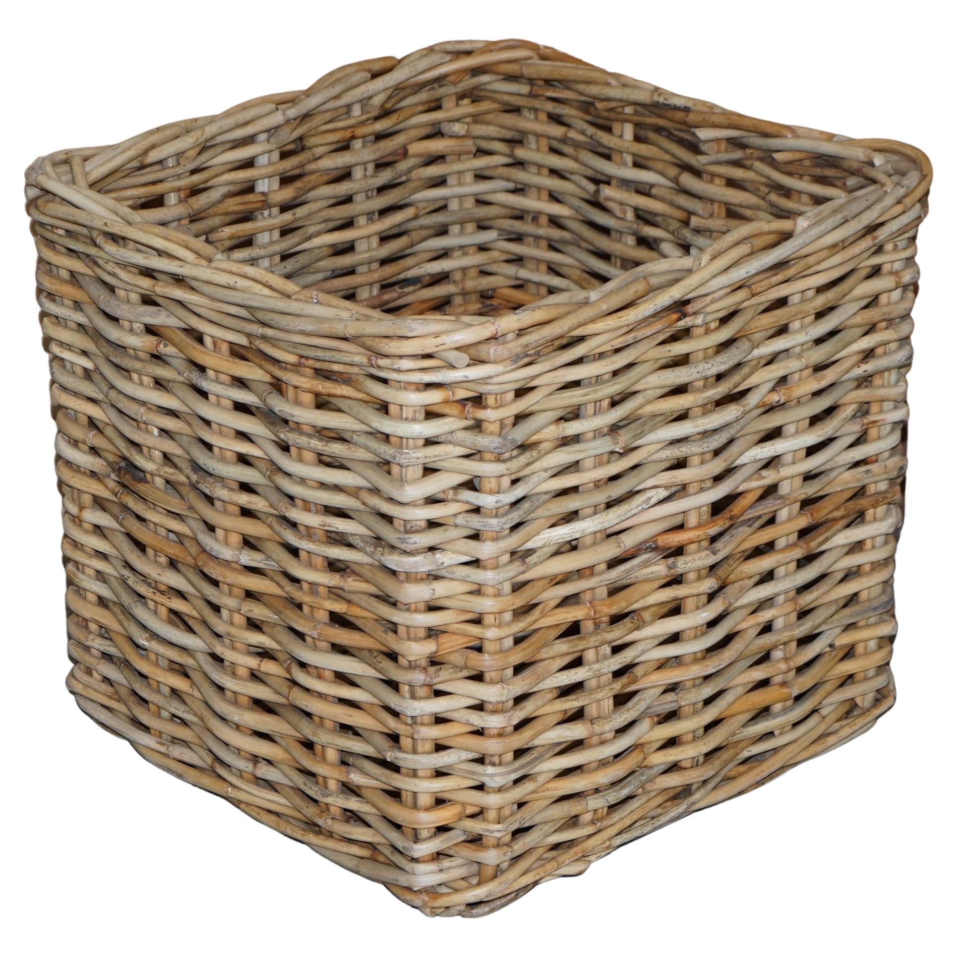 Stunning Huge Vintage Wicker Rattan Log or Linen Laundry Basket for Fabric Rolls
