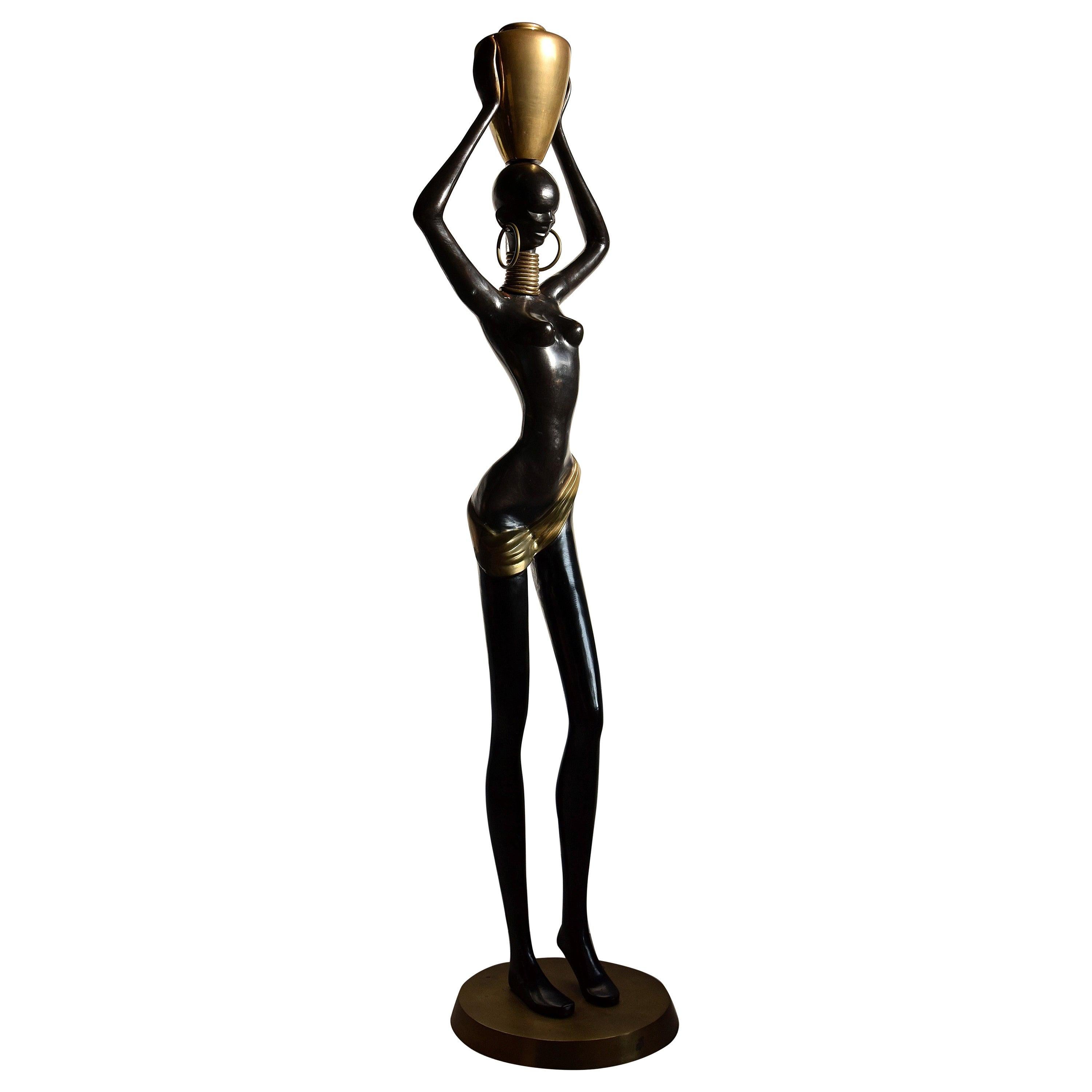 Stunning XXL Mid-Century Modern Brass and Copper Statue For Sale