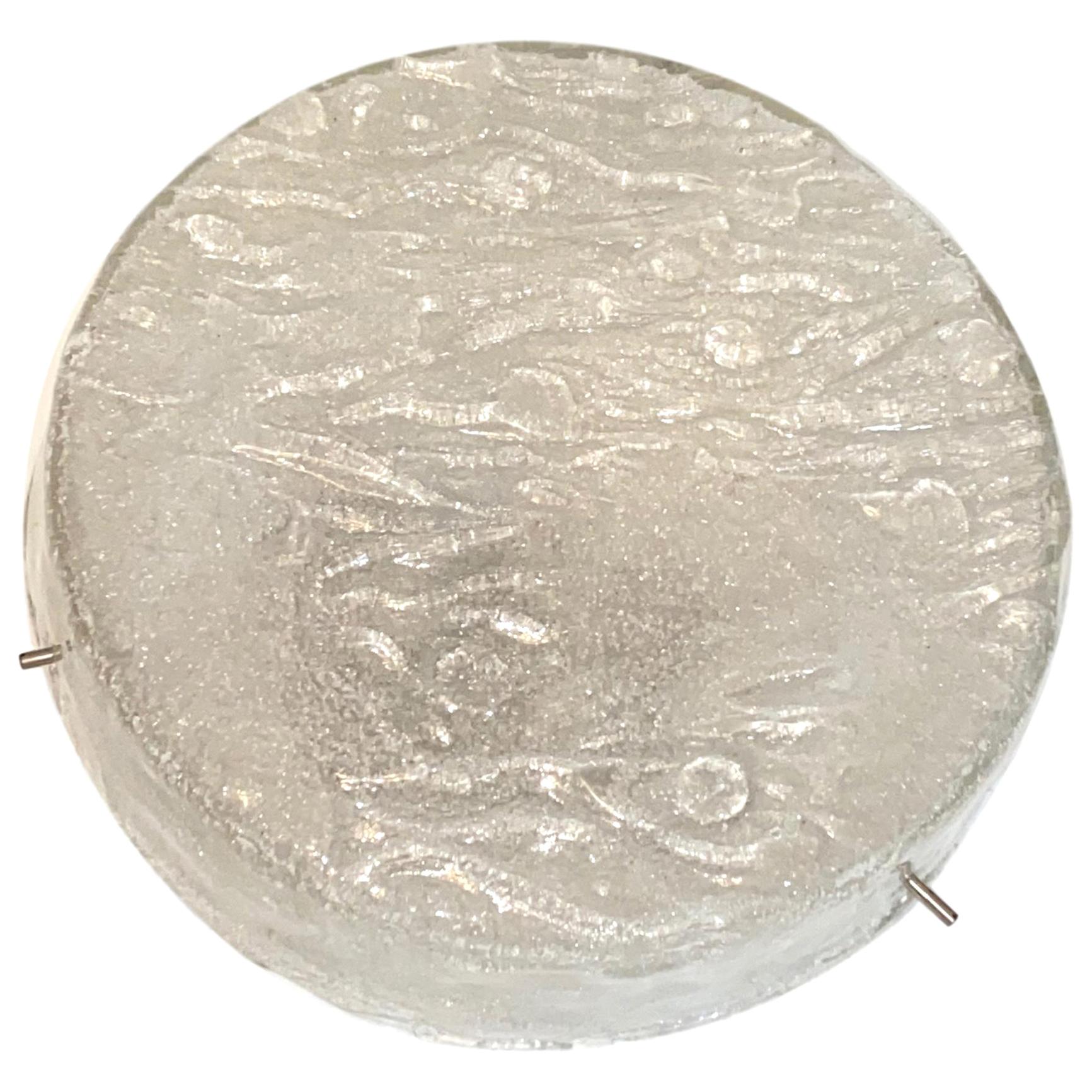 stunning Ice Glass Flush Mount by RZB Leuchten, Germany circa 1970 For Sale