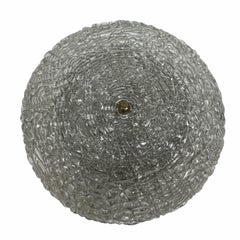 Stunning Ice Glass Pattern Glass Flush Mount, Kalmar Austria, 1960s