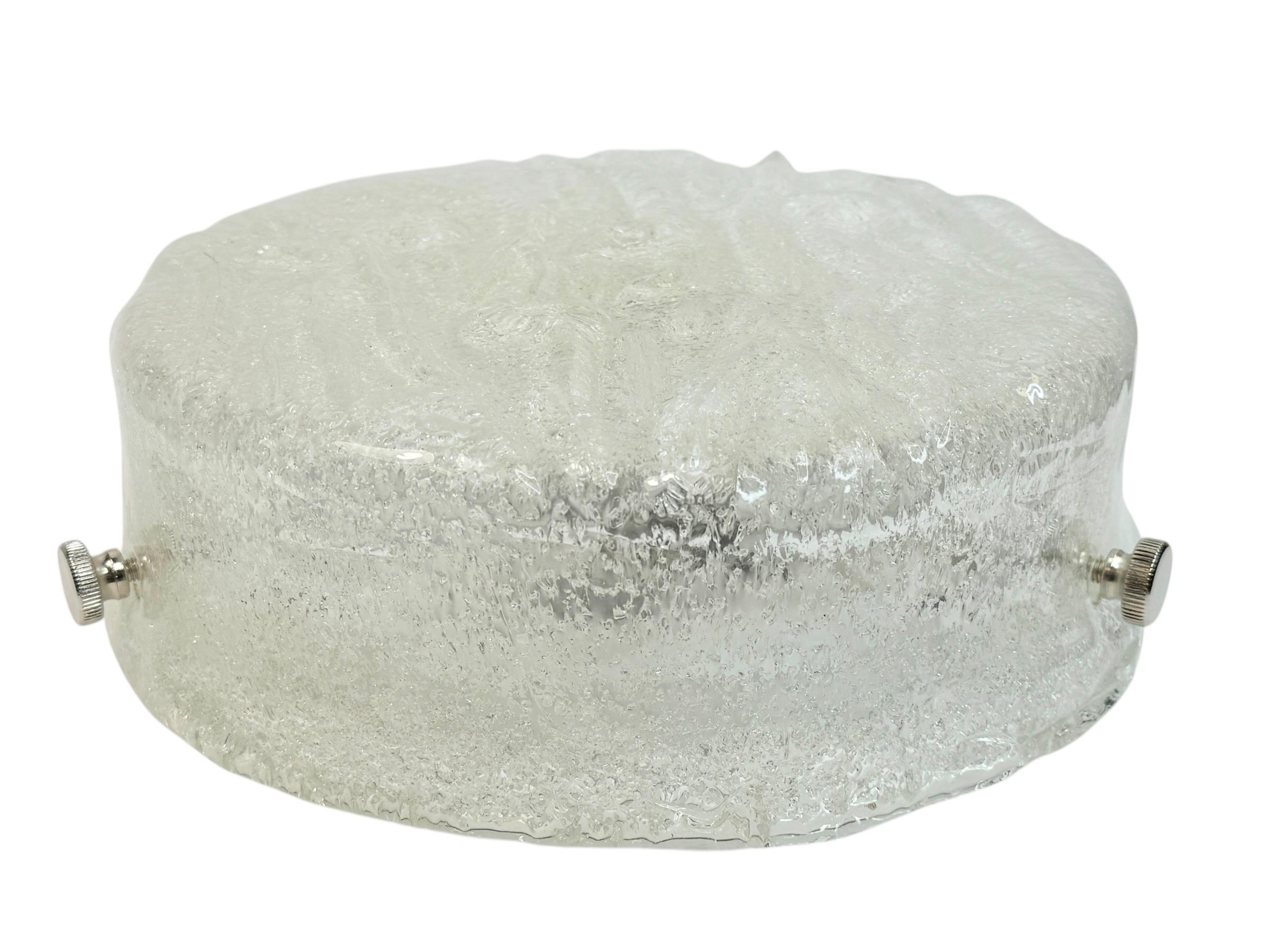 Mid-Century Modern stunning Ice Murano Glass Flush Mount by RZB Leuchten, Germany circa 1970 For Sale