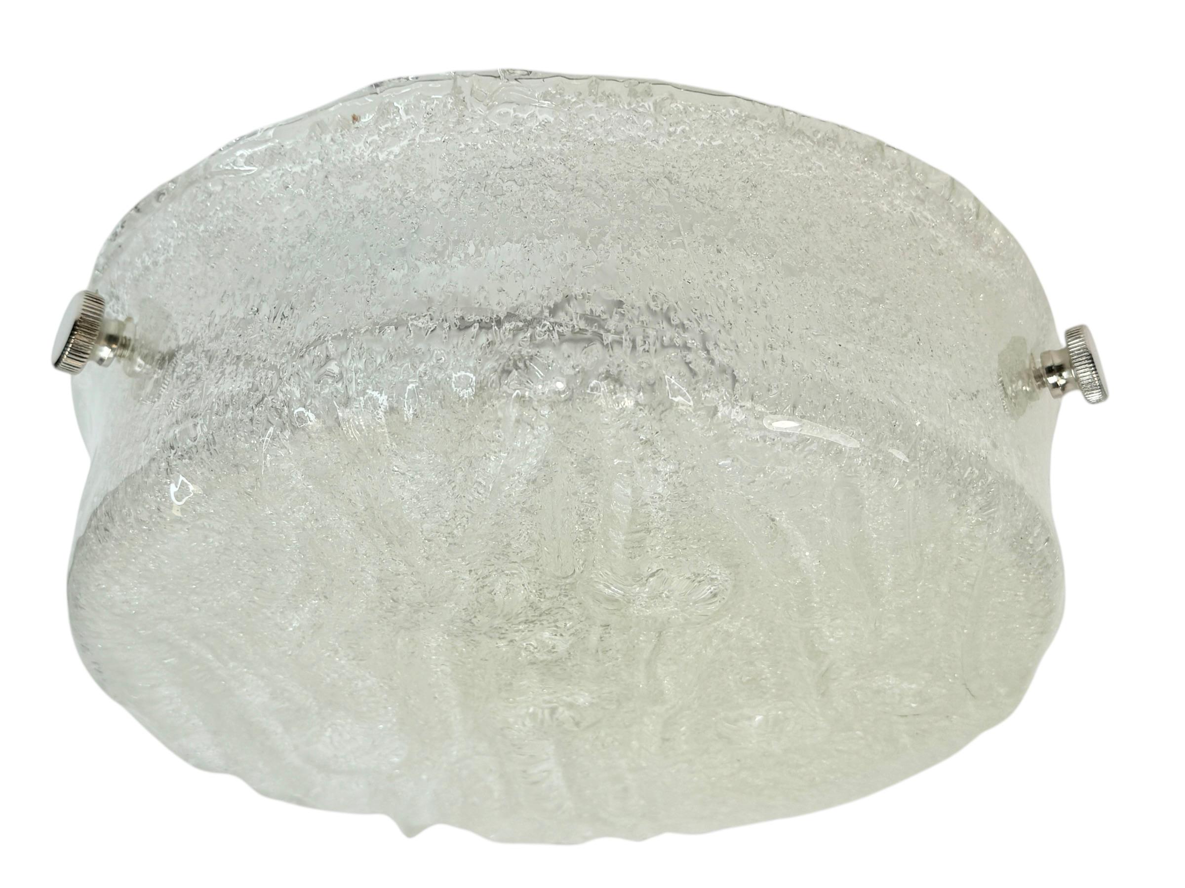 stunning Ice Murano Glass Flush Mount by RZB Leuchten, Germany circa 1970 In Good Condition For Sale In Nuernberg, DE
