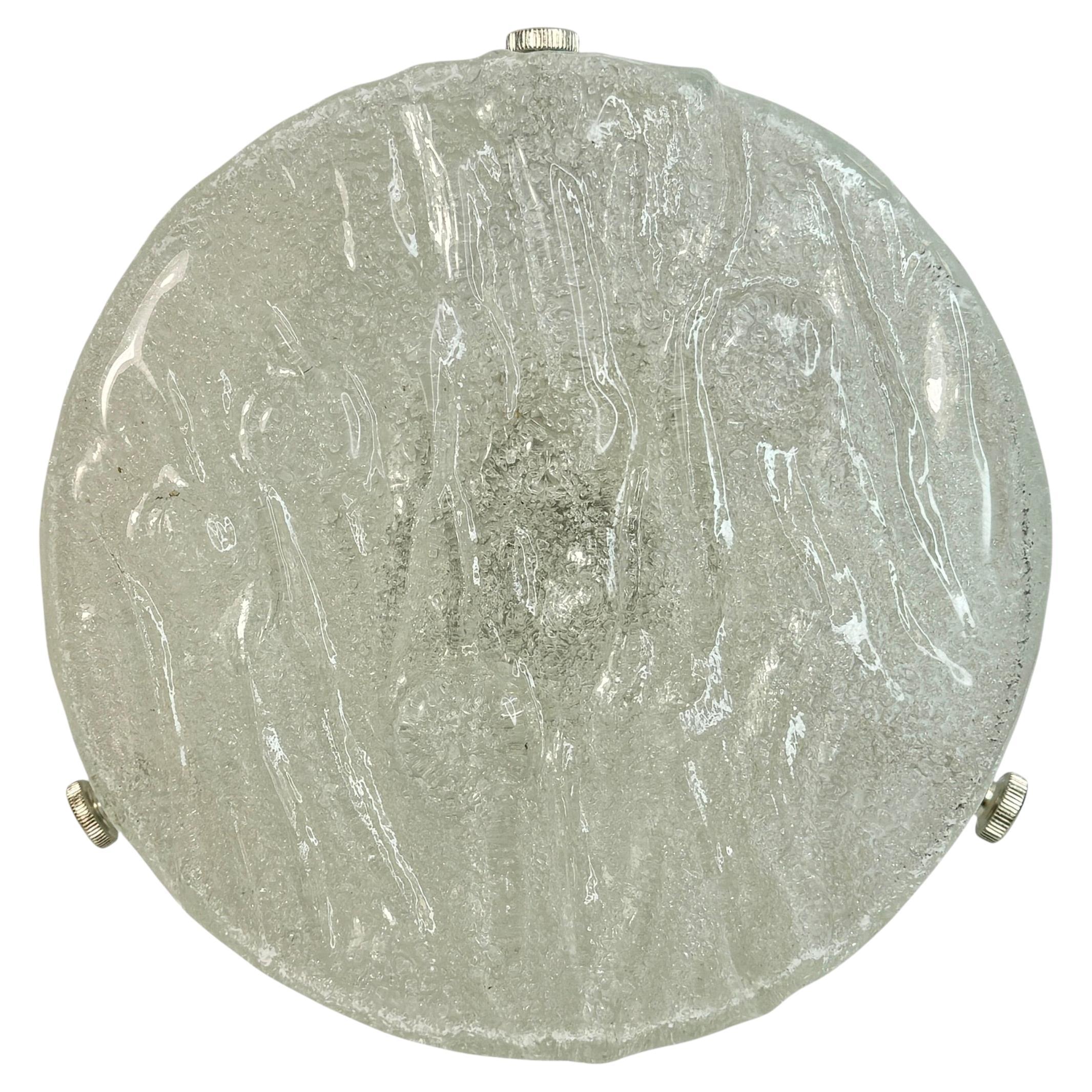 stunning Ice Murano Glass Flush Mount by RZB Leuchten, Germany circa 1970
