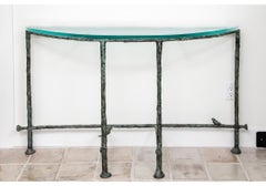 Stunning Ilana Goor, Bronze  Demilune Table and Mirror After Diego Giacometti