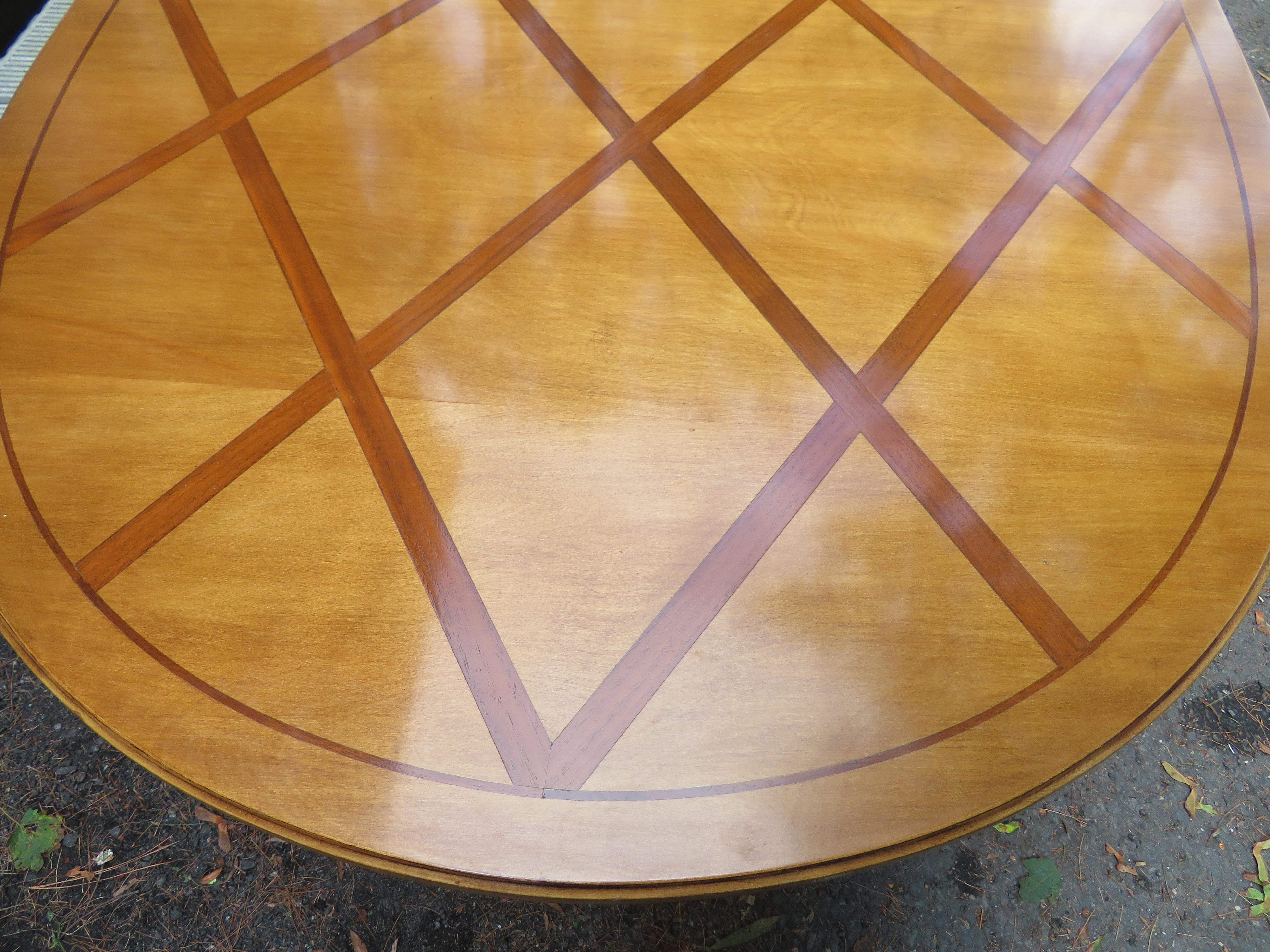 Stunning In-Laid Lattice Top Racetrack Dining Table Hollywood Regency 3