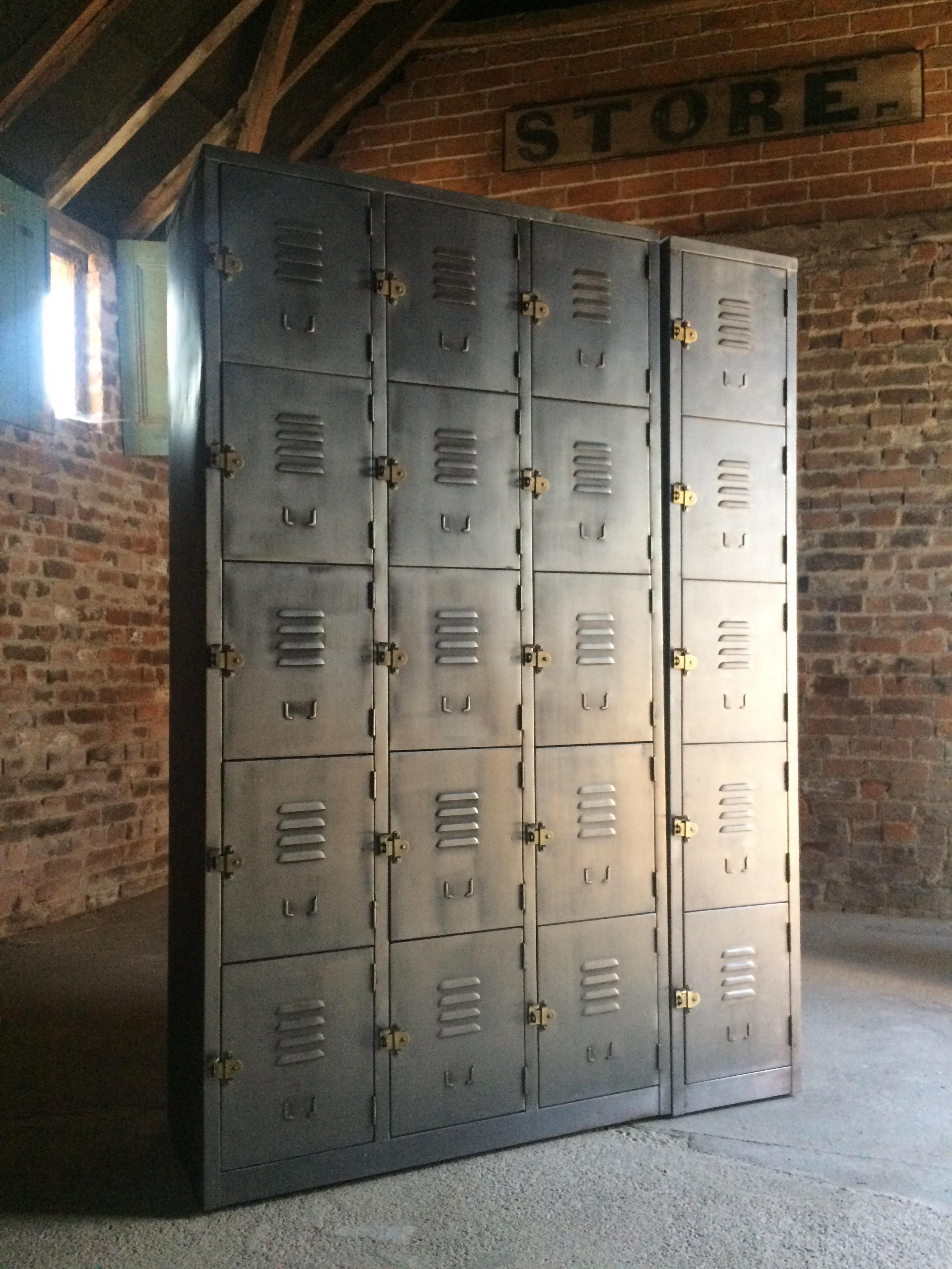 Hong Kong Stunning Industrial Metal Lockers Loft Style Brushed Steel Cabinets 20 Cabinets