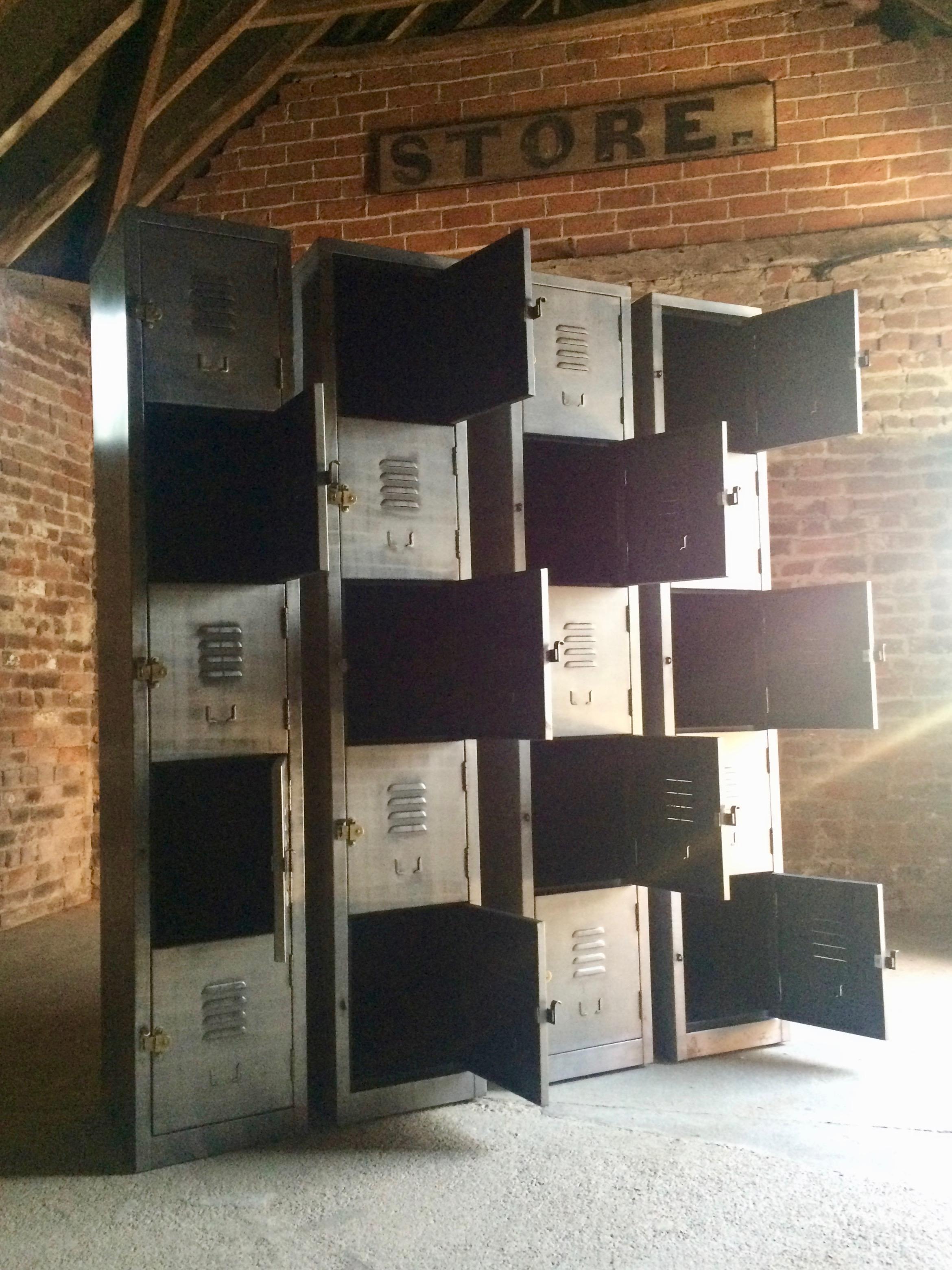 Hong Kong Stunning Industrial Metal Lockers Loft Style Brushed Steel Cabinets 20 Cabinets