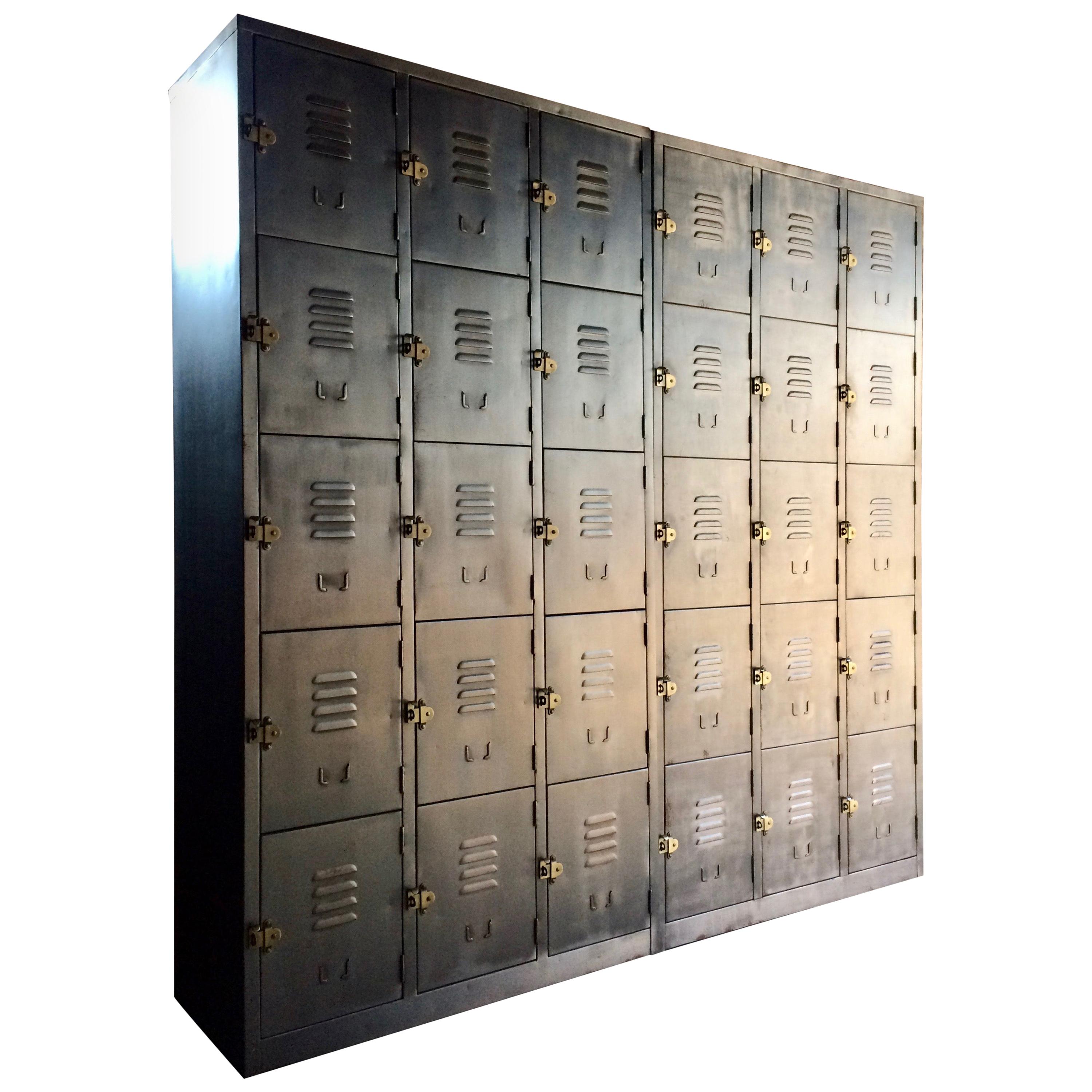 Stunning Industrial Metal Lockers Thirty Cabinets Loft Style Brushed Steel