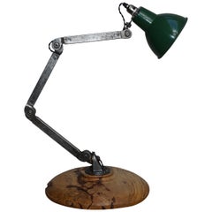 Vintage Stunning Industrial Steel 4 Point Articulation Table Lamp Oversized Burr Walnut