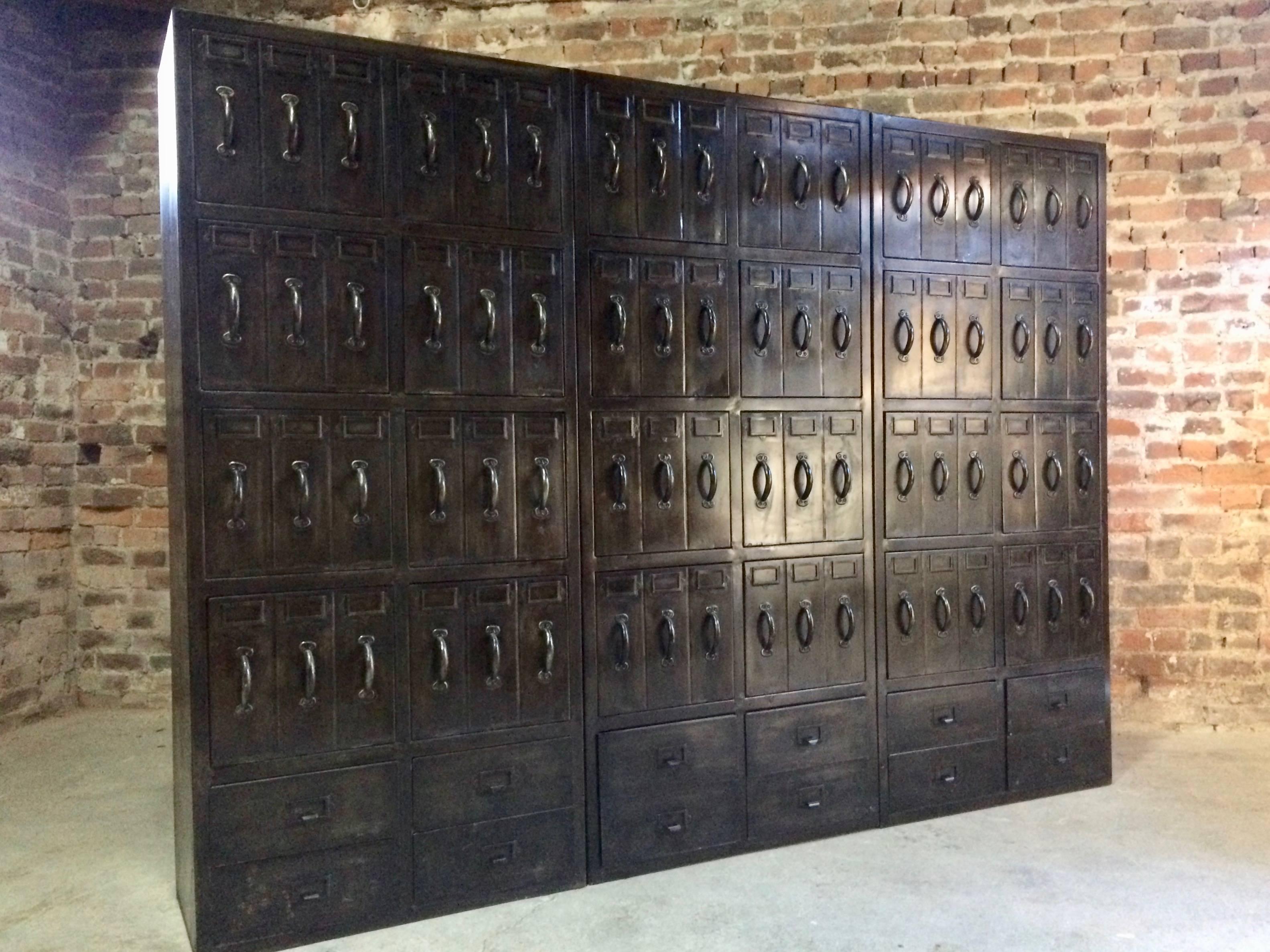 Contemporary Stunning Industrial Steel Lockers Set of Three Loft Style Large Haberdashery