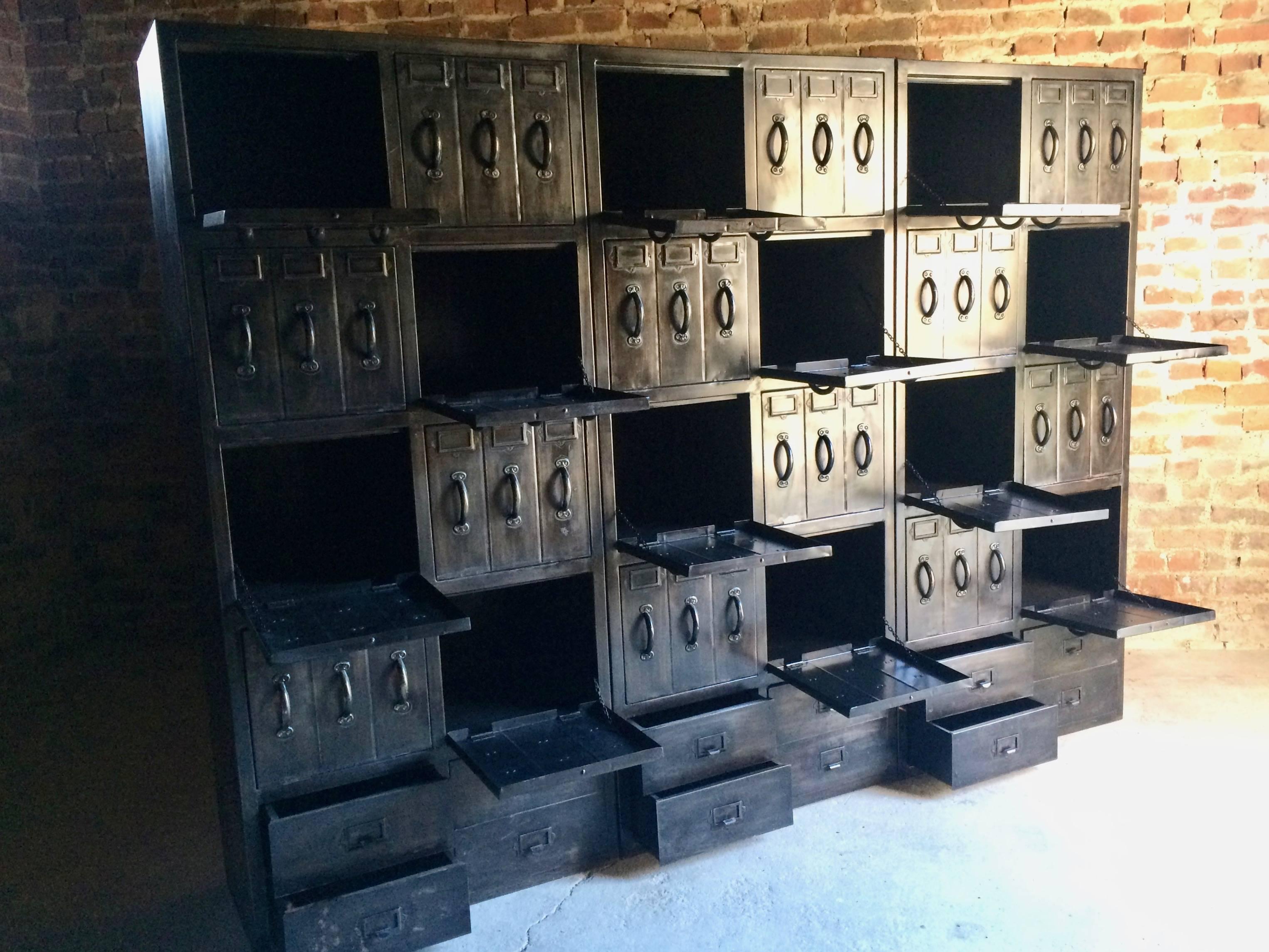 Stunning Industrial Steel Lockers Set of Three Loft Style Large Haberdashery 2