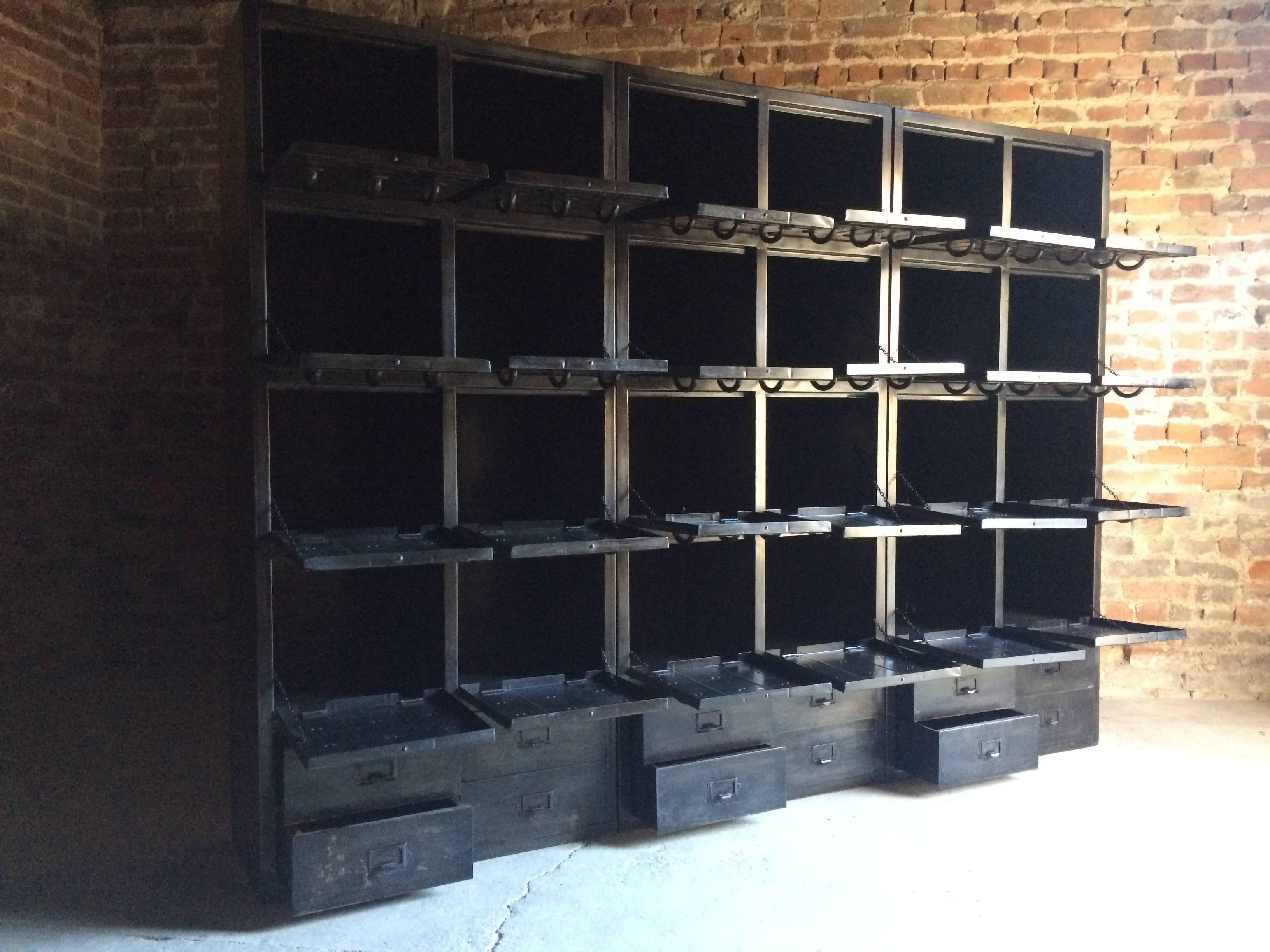 Stunning Industrial Steel Lockers Set of Three Loft Style Large Haberdashery 3