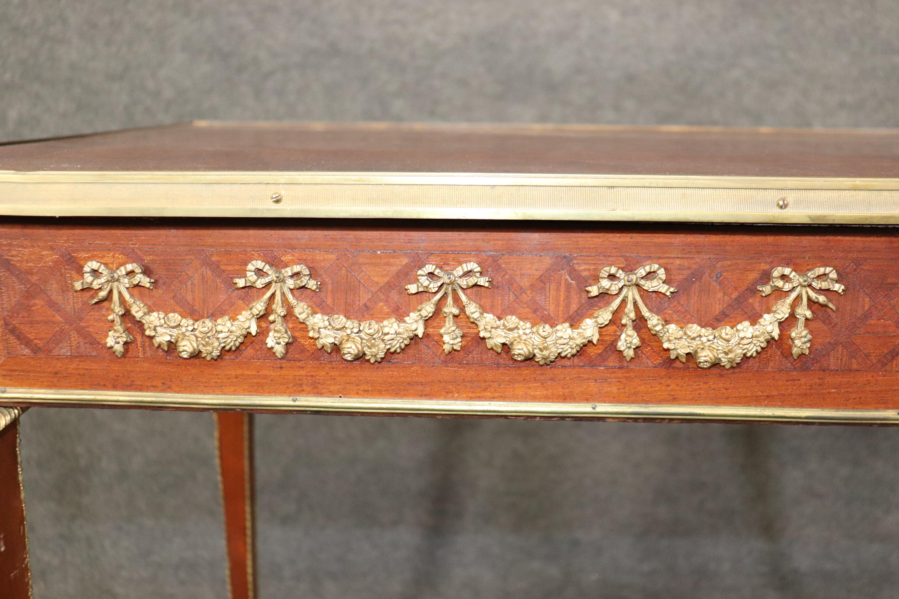 Stunning Inlaid Mahogany Marquetry Bronze Mounted Directoire French Desk  For Sale 9