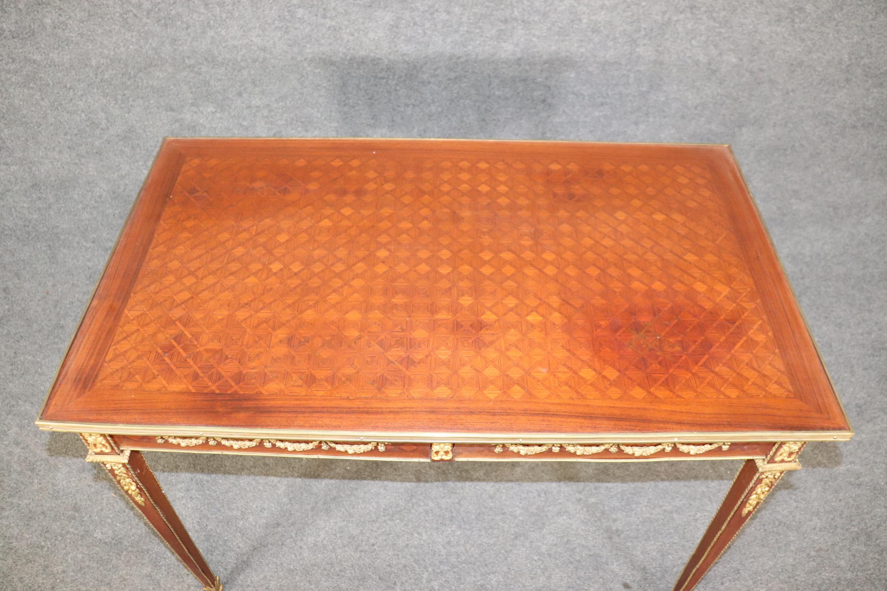 Stunning Inlaid Mahogany Marquetry Bronze Mounted Directoire French Desk  In Good Condition For Sale In Swedesboro, NJ
