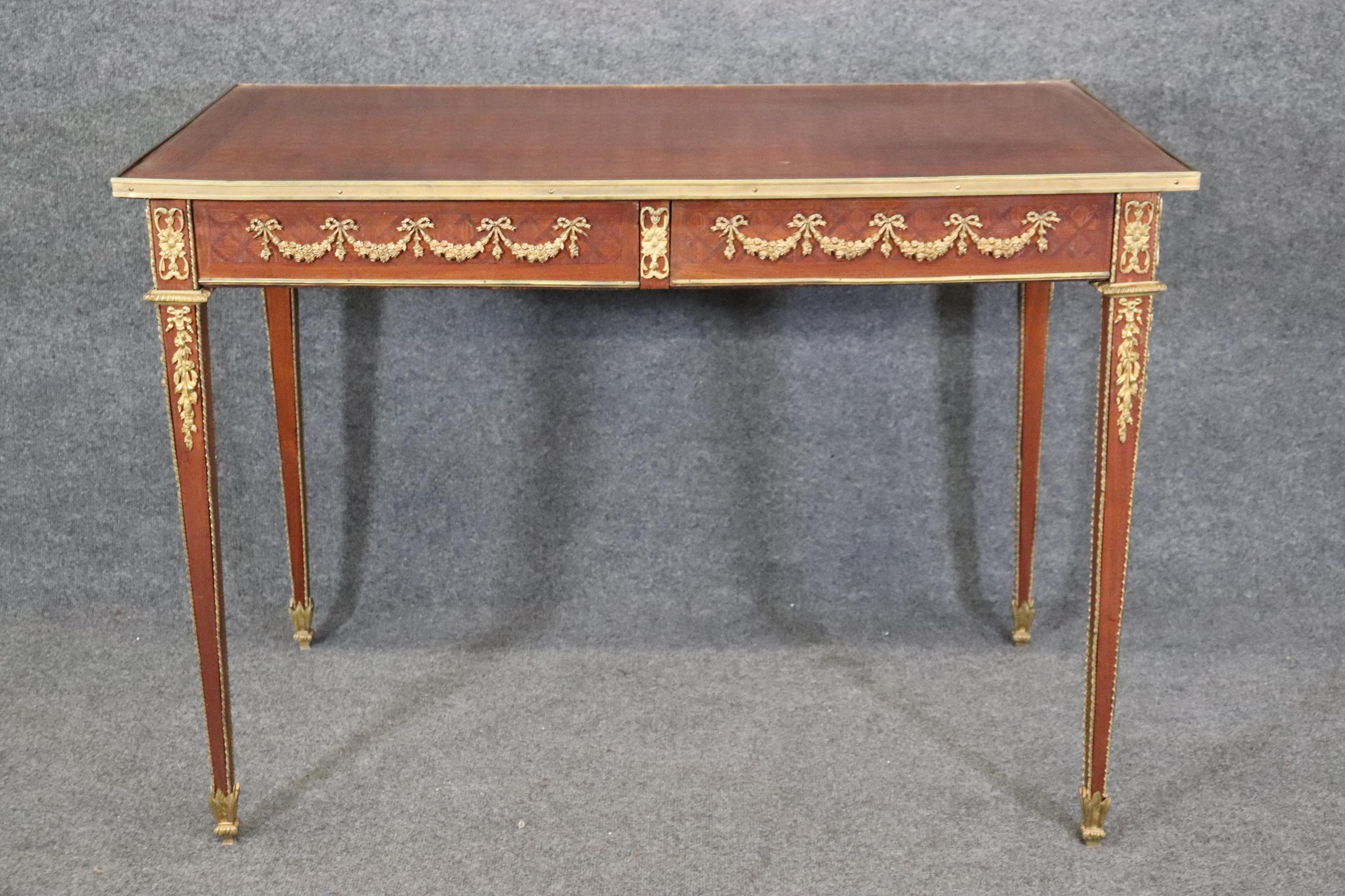 Early 20th Century Stunning Inlaid Mahogany Marquetry Bronze Mounted Directoire French Desk  For Sale
