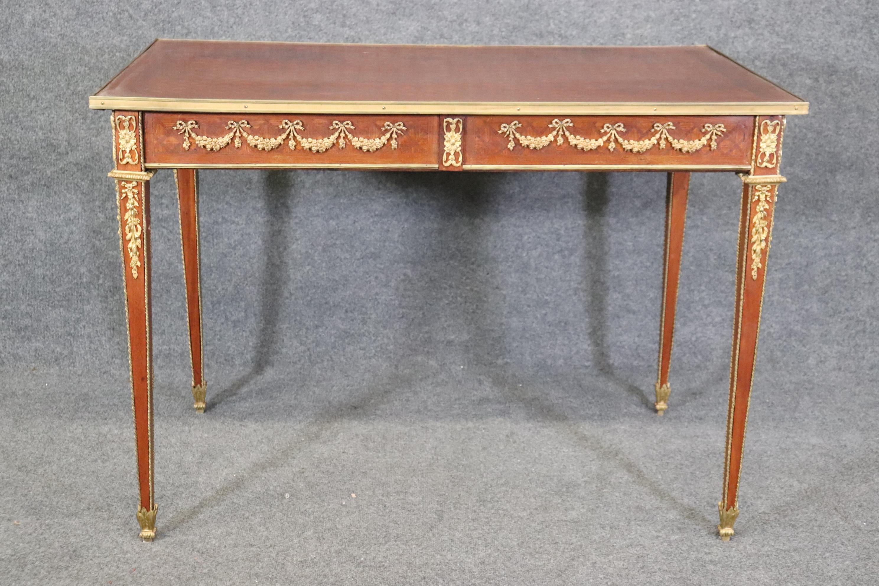 Stunning Inlaid Mahogany Marquetry Bronze Mounted Directoire French Desk  For Sale 2
