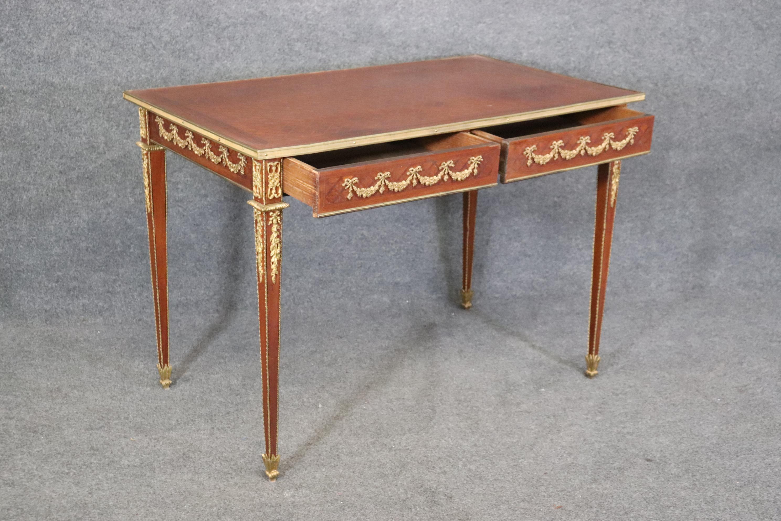 Stunning Inlaid Mahogany Marquetry Bronze Mounted Directoire French Desk  For Sale 4