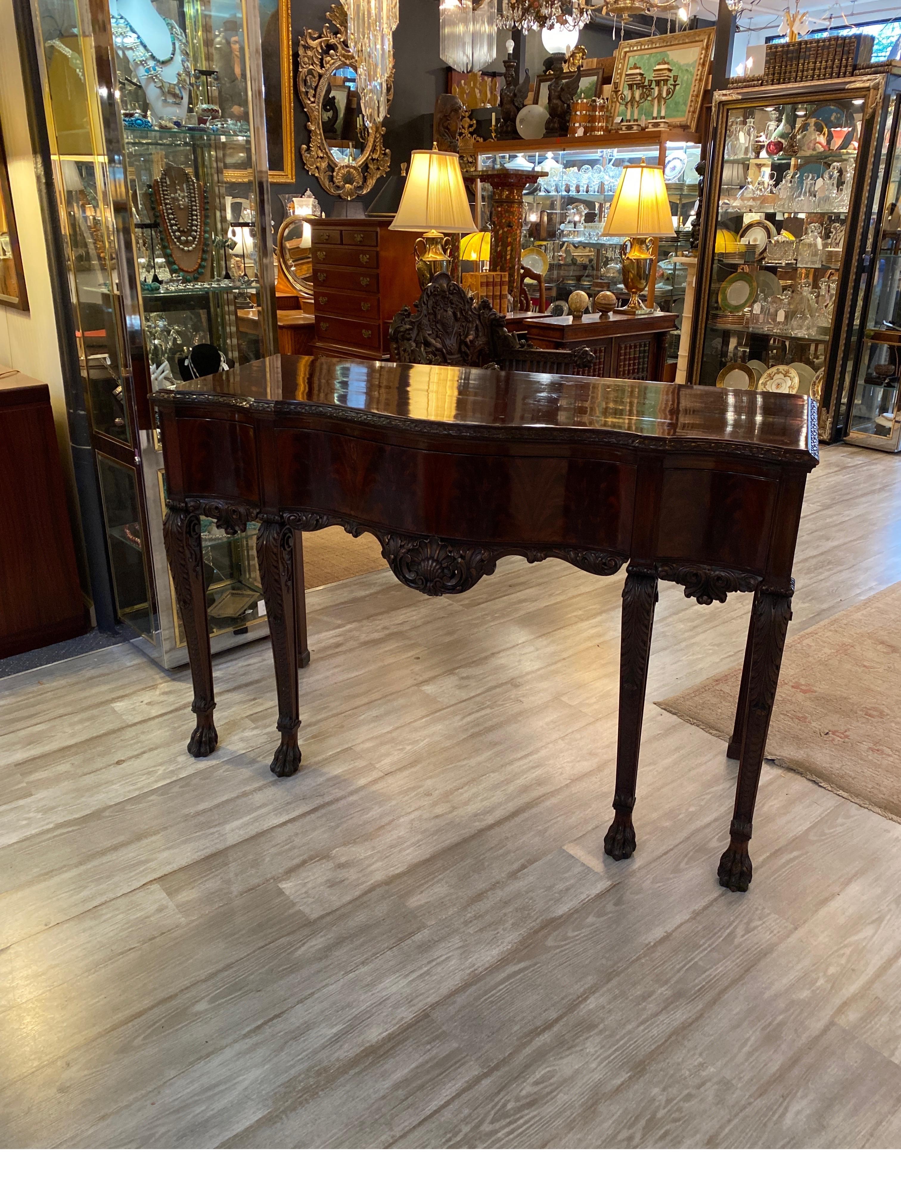 Stunning Irish Hand Carved Mahogany Console SIdeboard 10