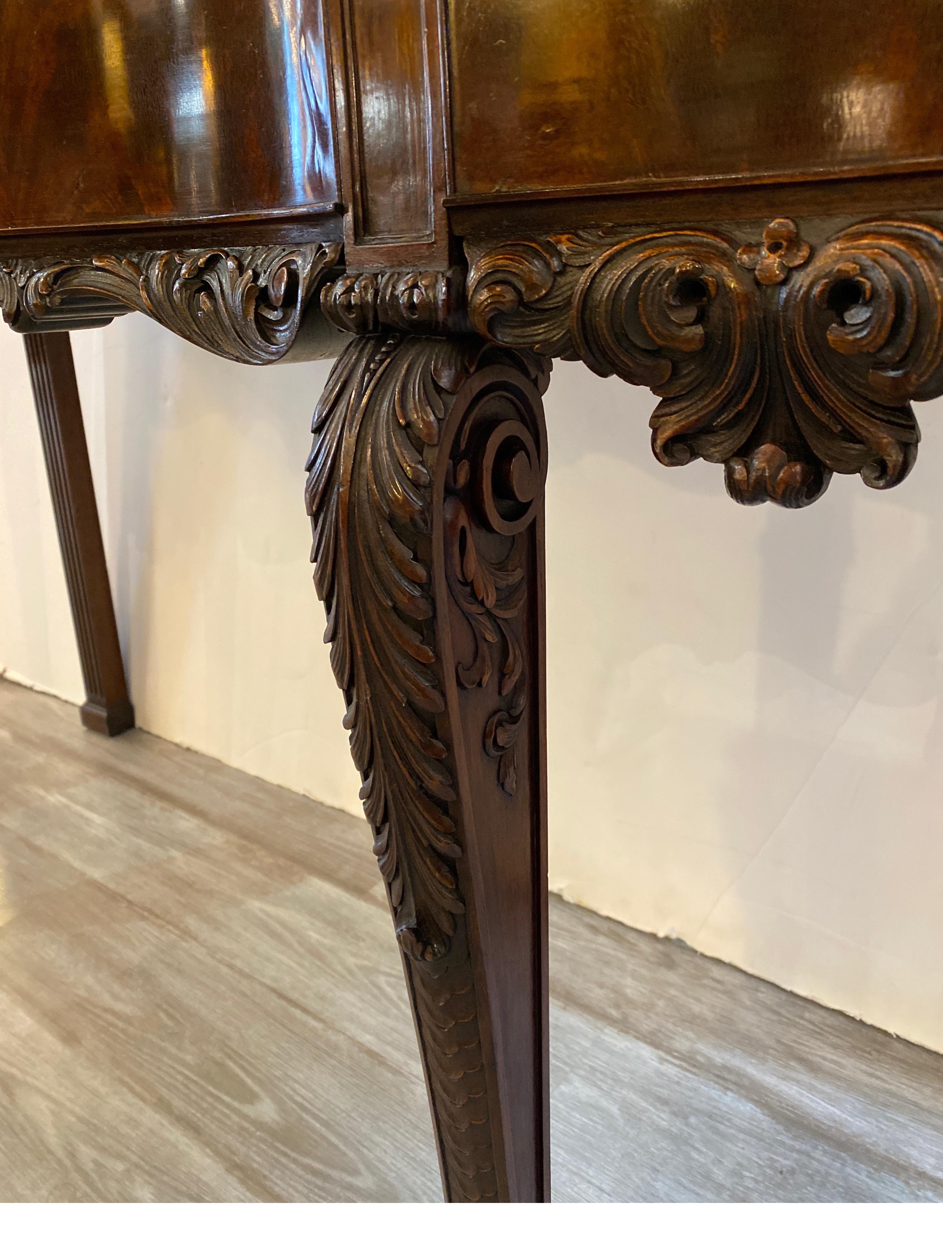 Early 20th Century Stunning Irish Hand Carved Mahogany Console SIdeboard