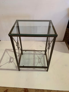Stunning Iron and Glass Neoclassical Style End Table with Arrow Motife