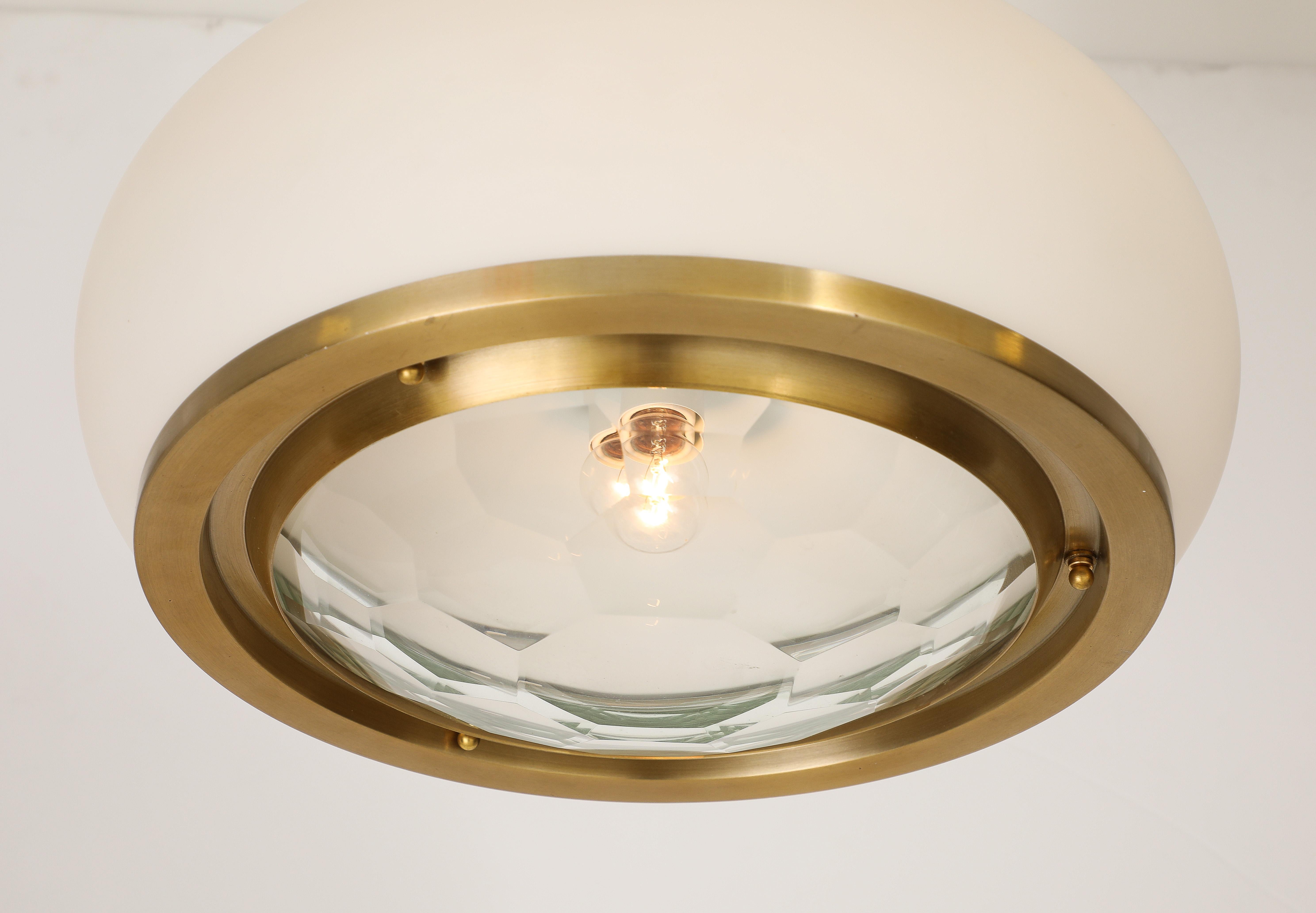 Stunning Italian 1960's Opaque and Faceted Glass Pendant Light by Pia Crippa For Sale 3
