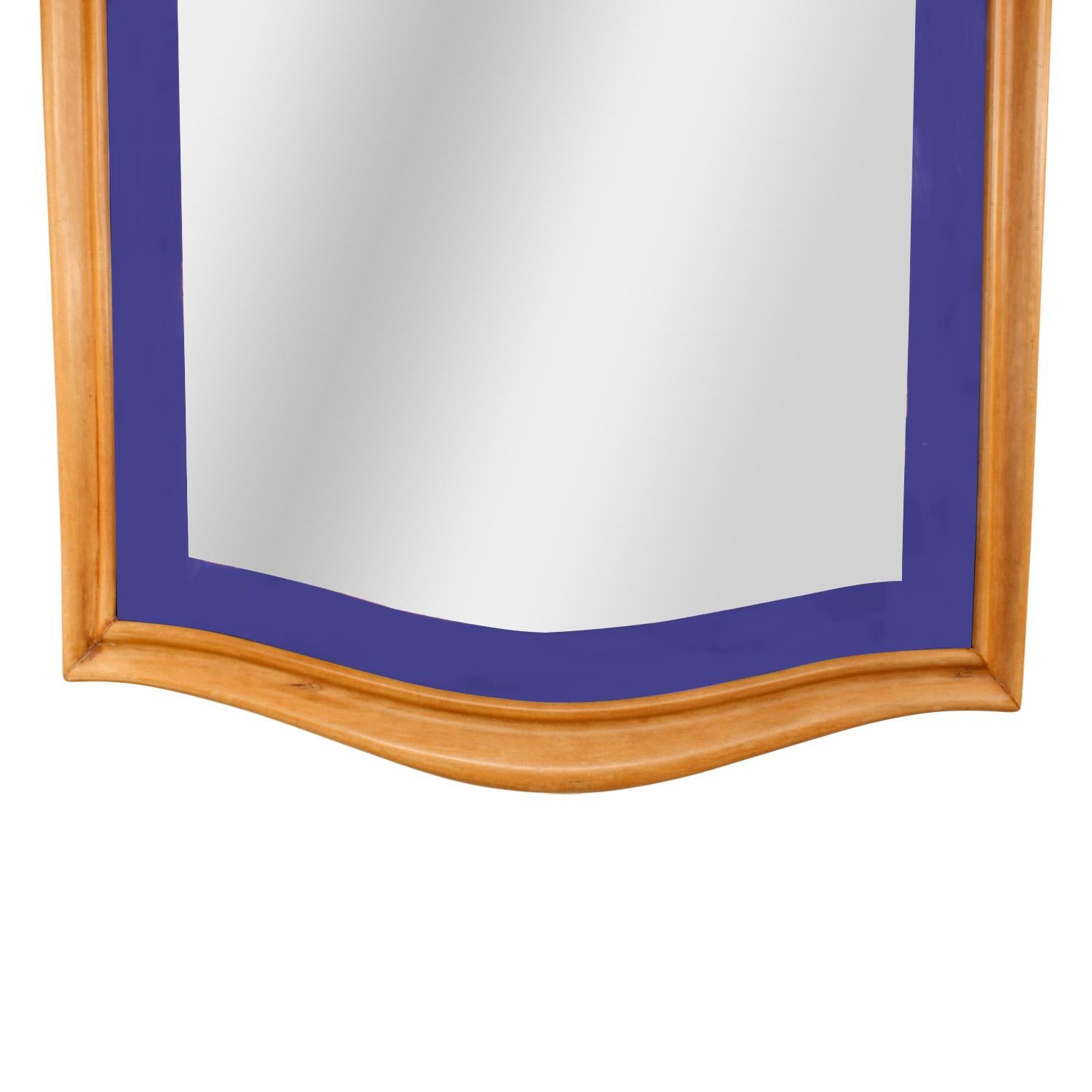 Hand-Crafted Stunning Italian Art Deco Mirror with Blue Edge 1930s For Sale