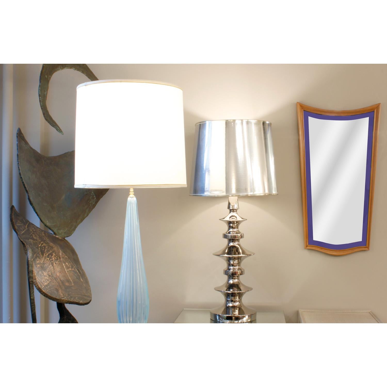 Stunning Italian Art Deco Mirror with Blue Edge 1930s In Good Condition For Sale In New York, NY