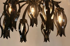 Stunning Italian Black Glass Chandelier by Barovier & Toso