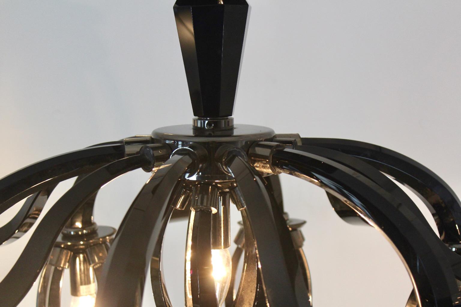 Stunning Italian Black Glass Chandelier by Barovier & Toso For Sale 3