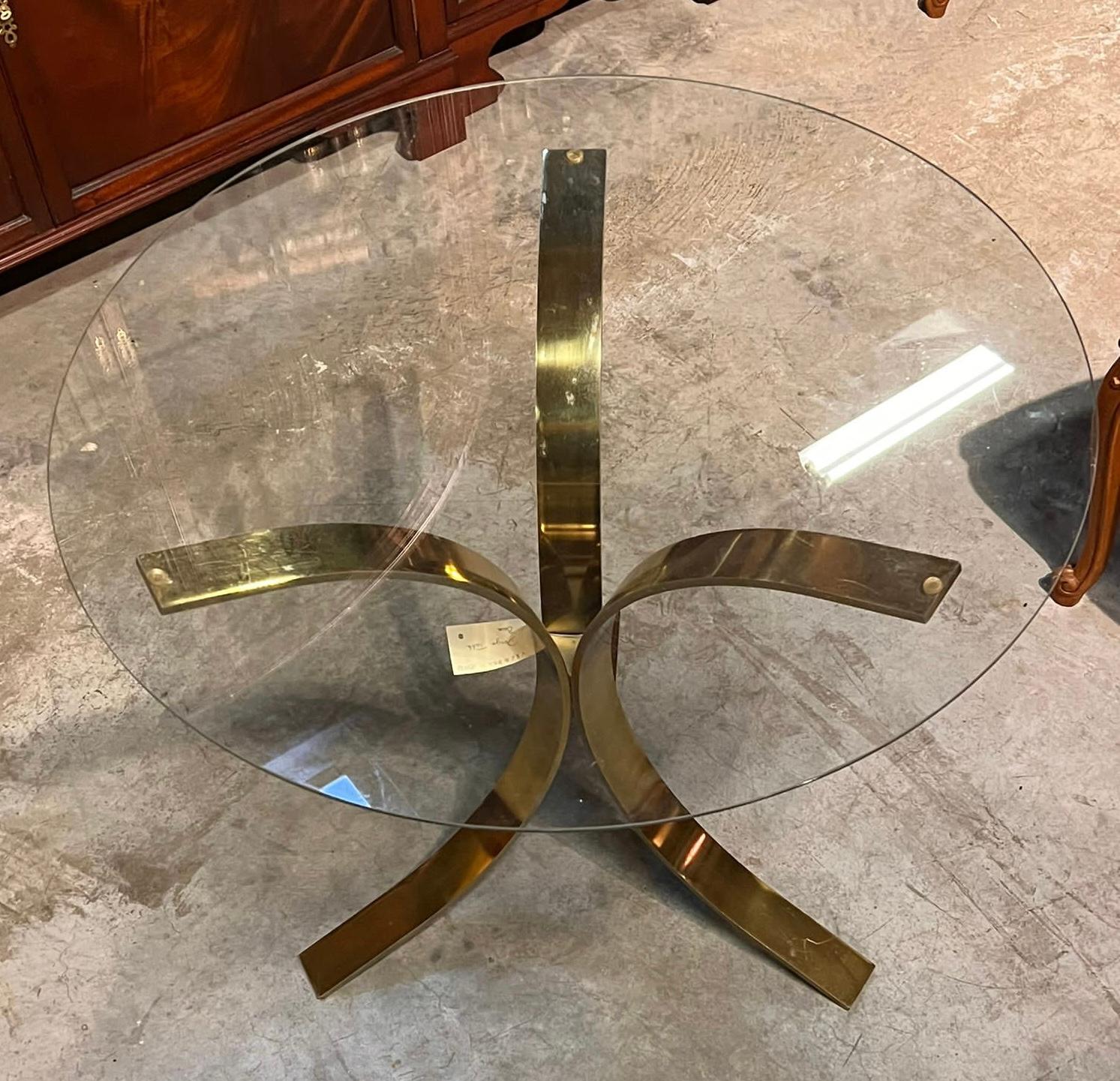 Stunning Italian Brass & Glass Mid Century Table by Osvaldo Borsani In Good Condition In Seaford, GB