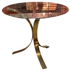 Superbe table italienne mi-siècle en laiton et verre d'Osvaldo Borsani