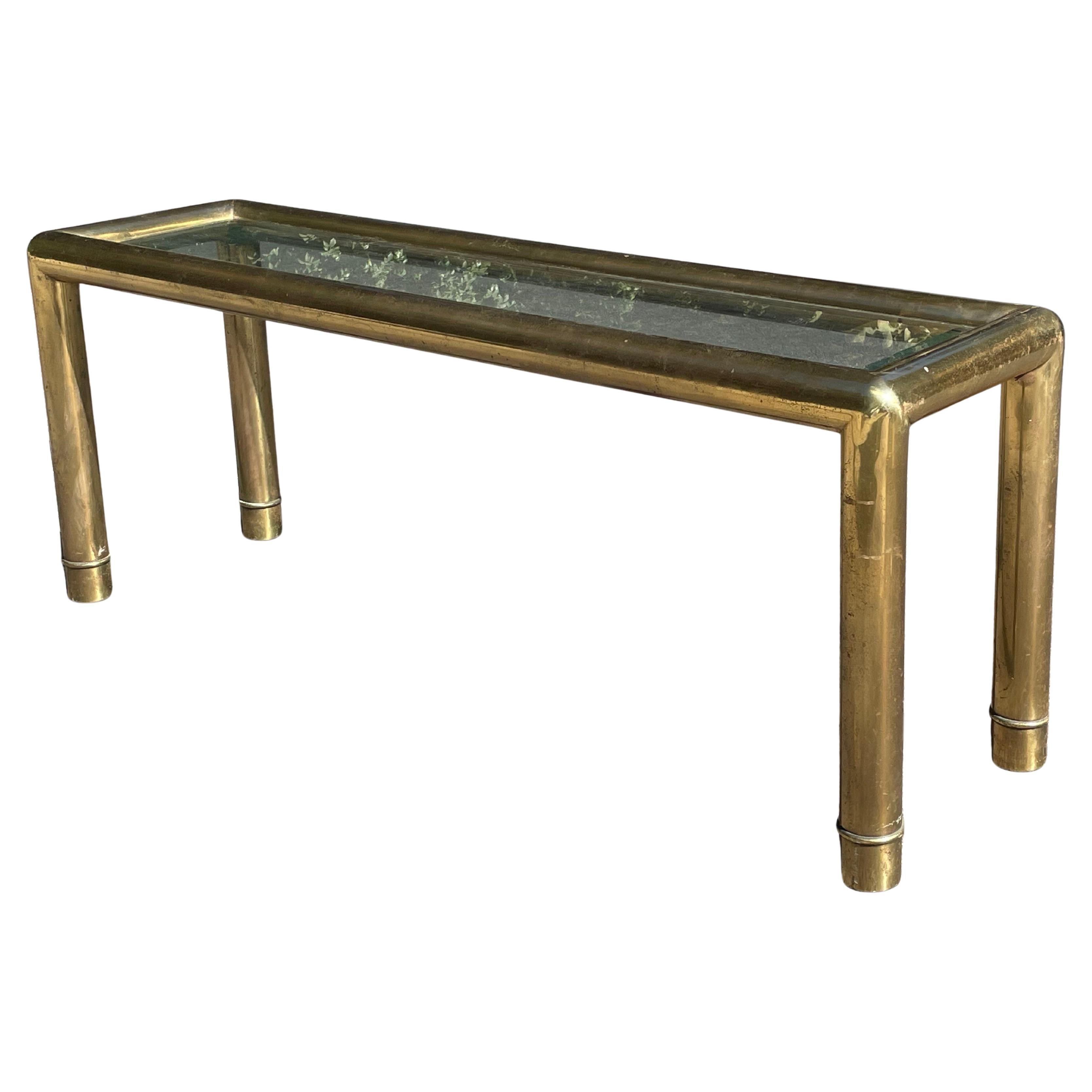 Mid-Century Modern Stunning Italian Brass Tubular Console Table by Mastercraft